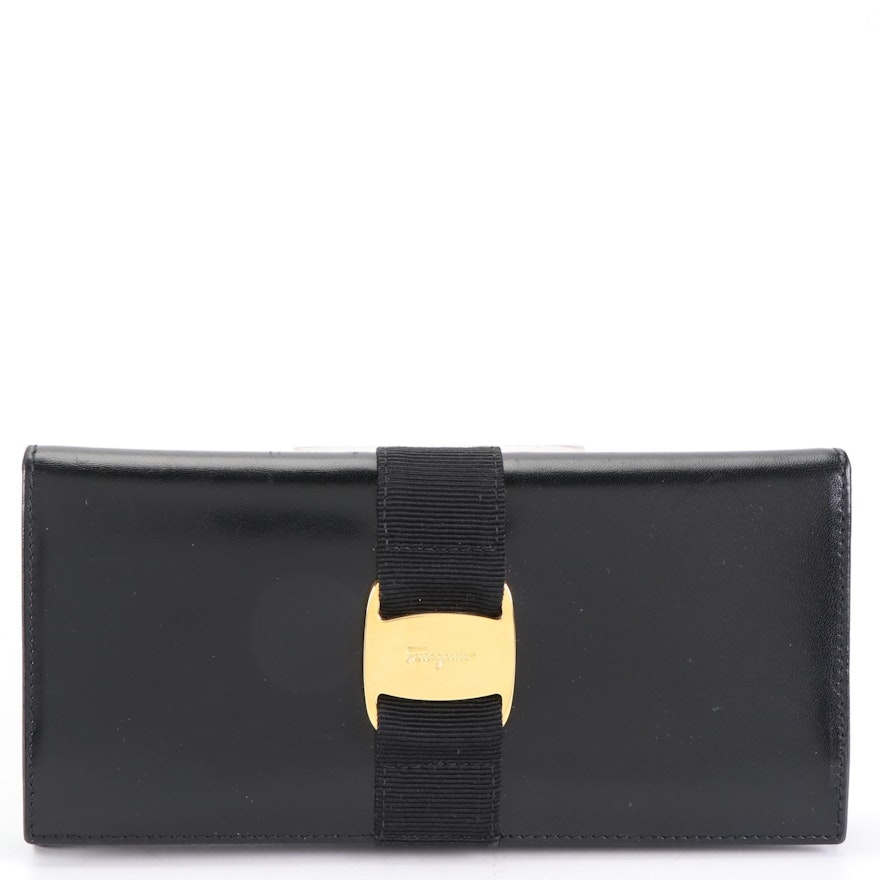 Salvatore Ferragamo Vara Bow Long Wallet in Smooth Leather