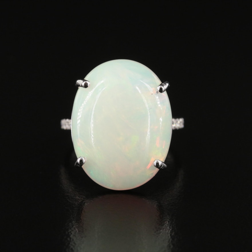 14K 12.31 CT Opal and Diamond Ring