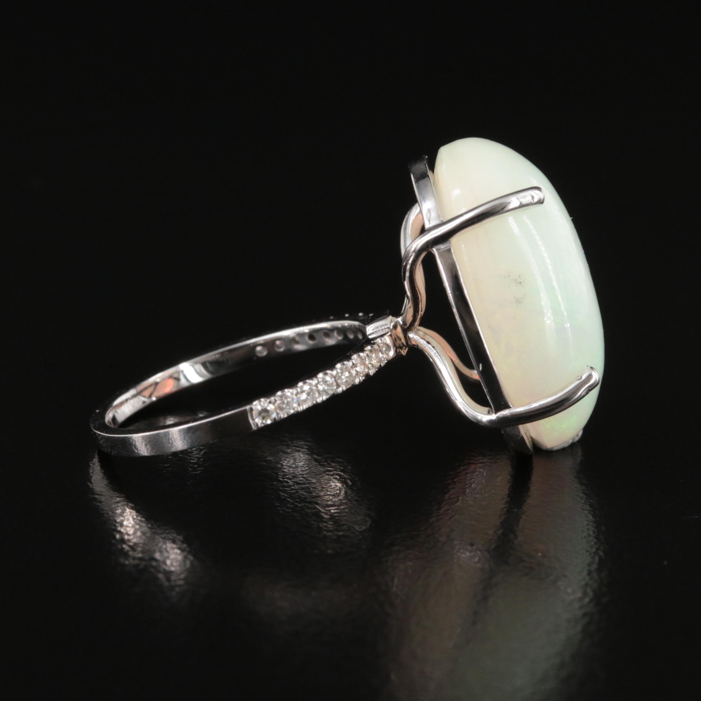 14K 12.31 CT Opal and Diamond Ring