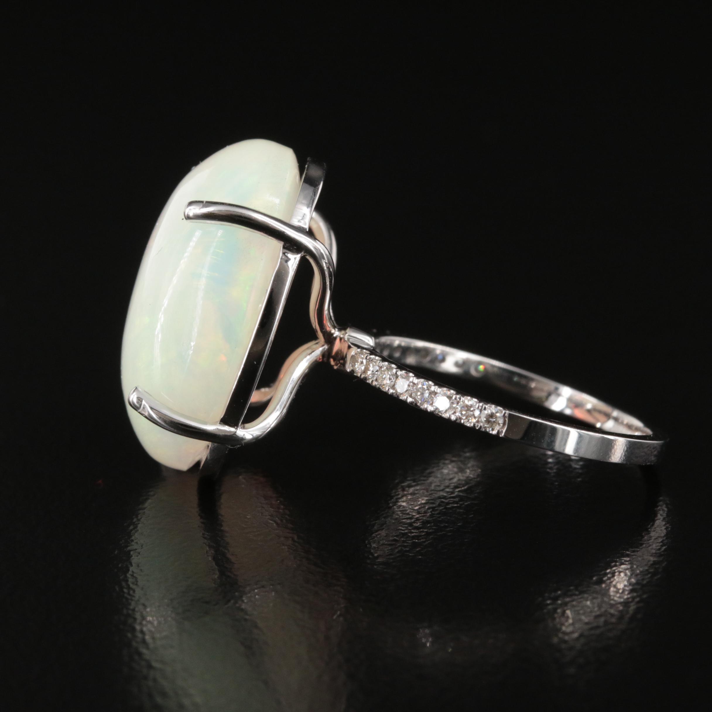 14K 12.31 CT Opal and Diamond Ring