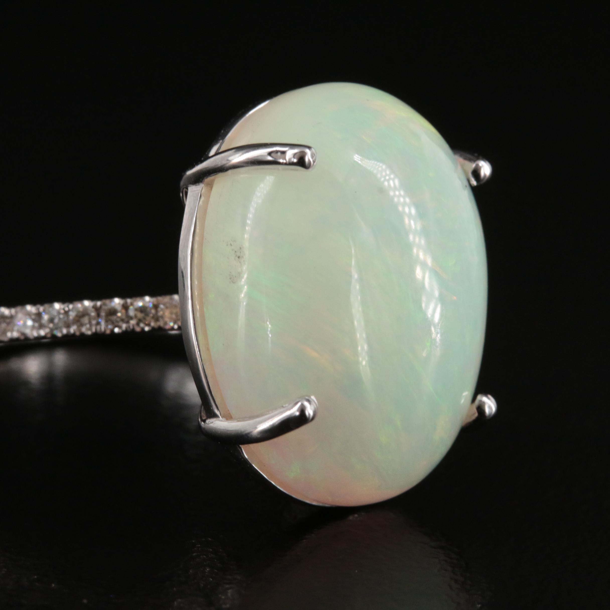 14K 12.31 CT Opal and Diamond Ring