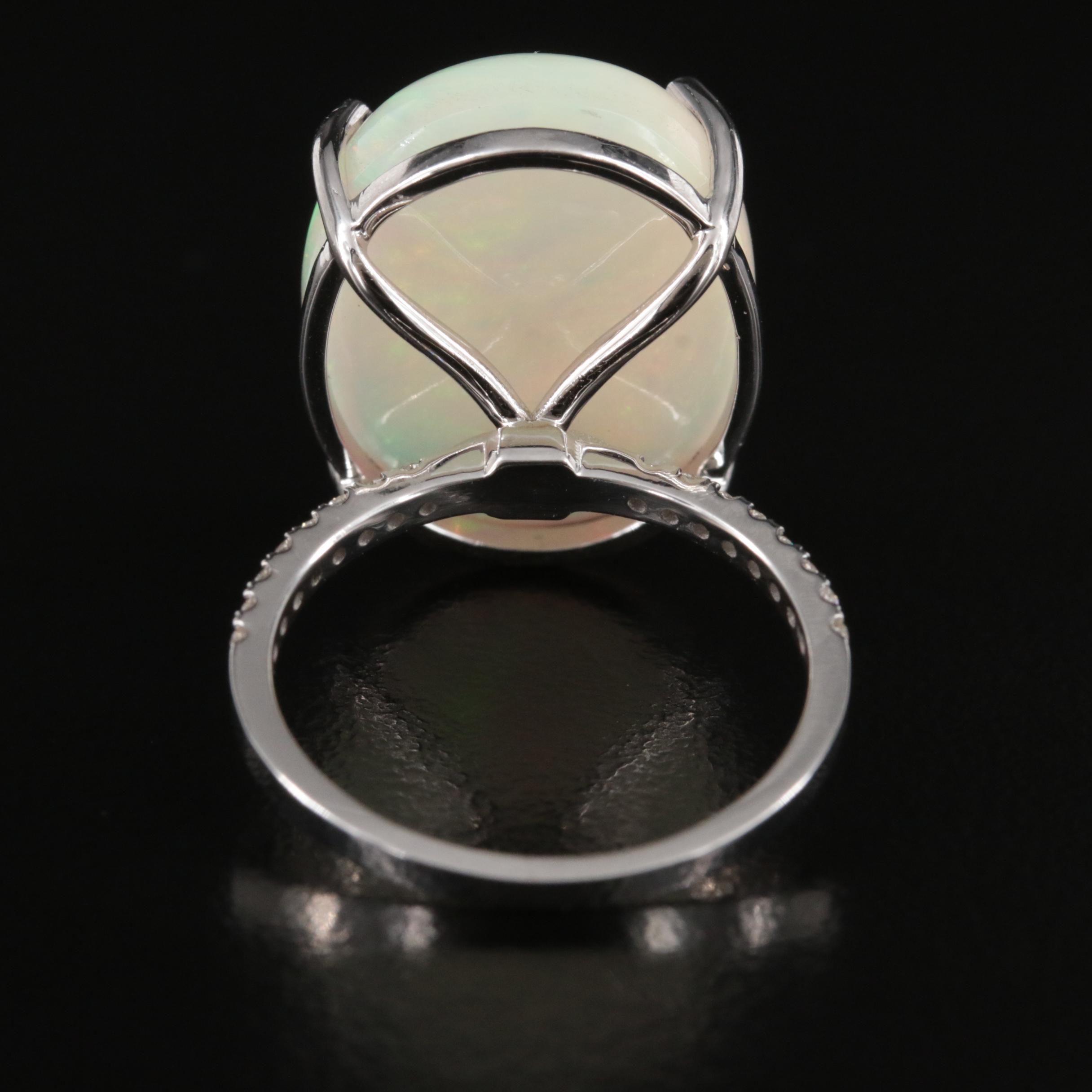 14K 12.31 CT Opal and Diamond Ring