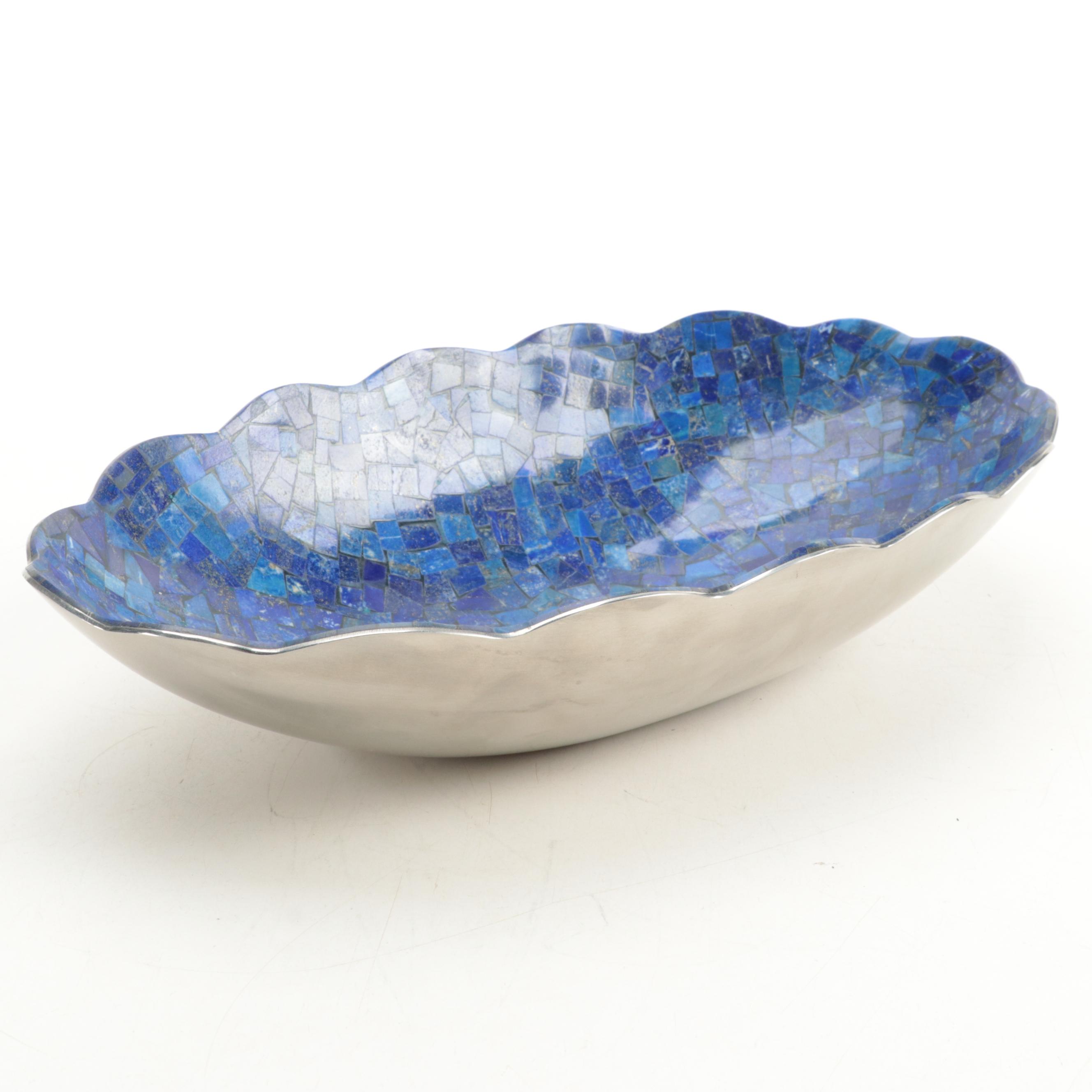 Jay King Stainless Steel and Lapis Inlay Bowl