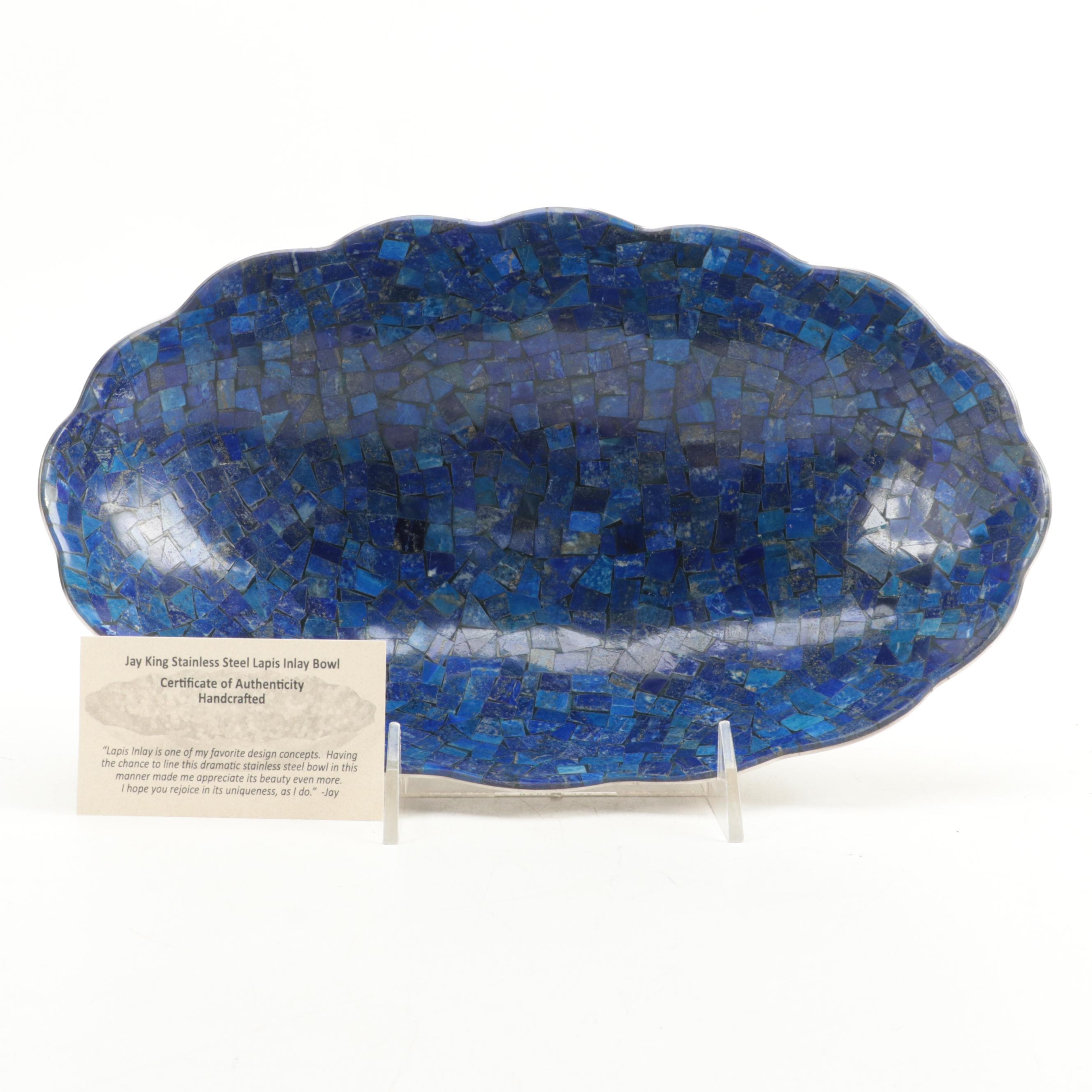 Jay King Stainless Steel and Lapis Inlay Bowl