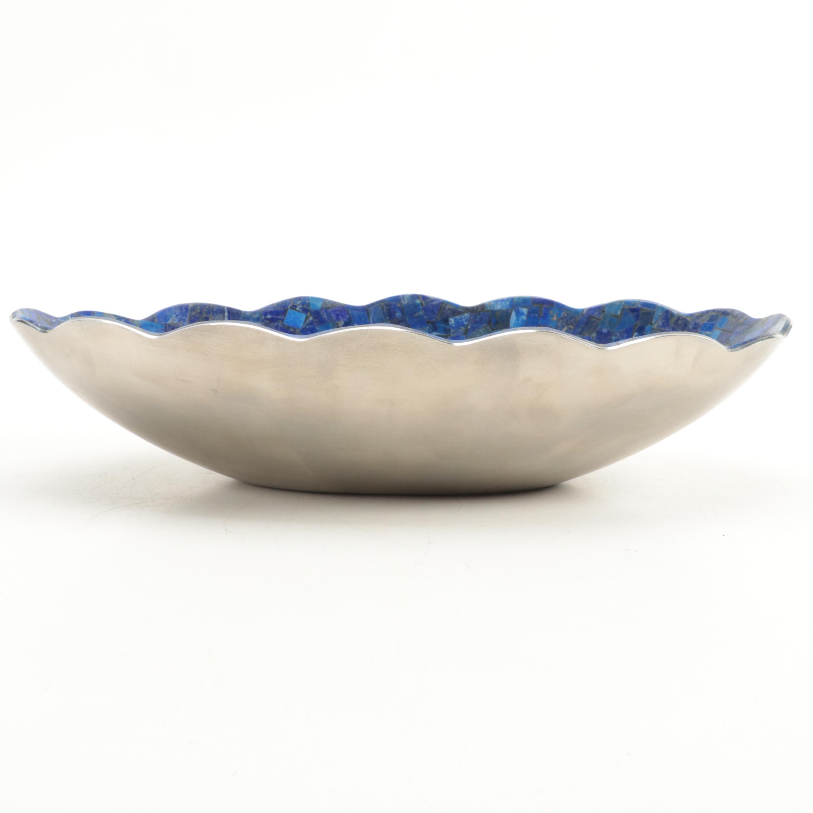 Jay King Stainless Steel and Lapis Inlay Bowl