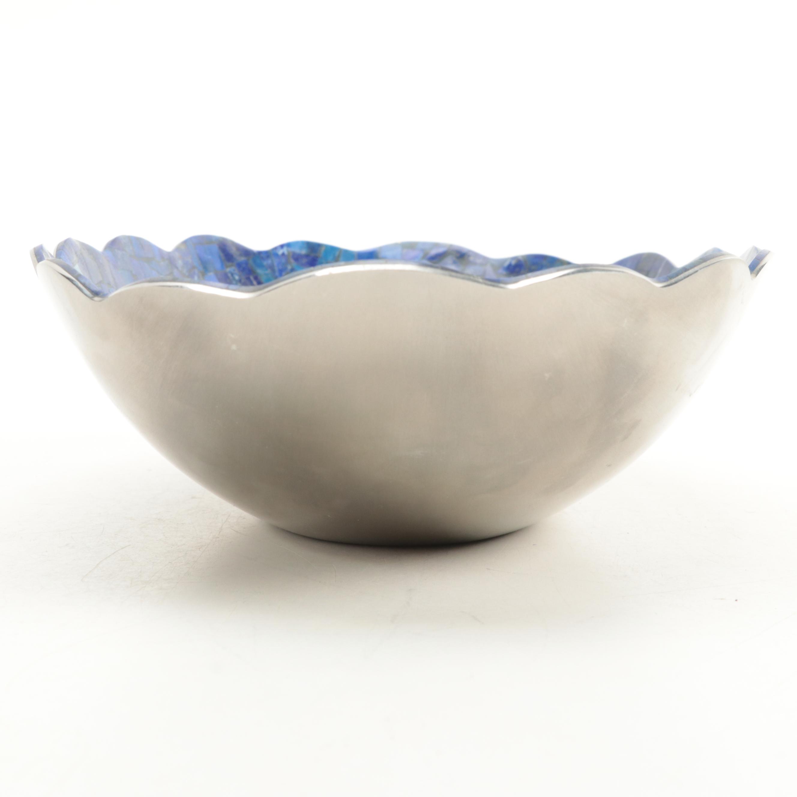 Jay King Stainless Steel and Lapis Inlay Bowl