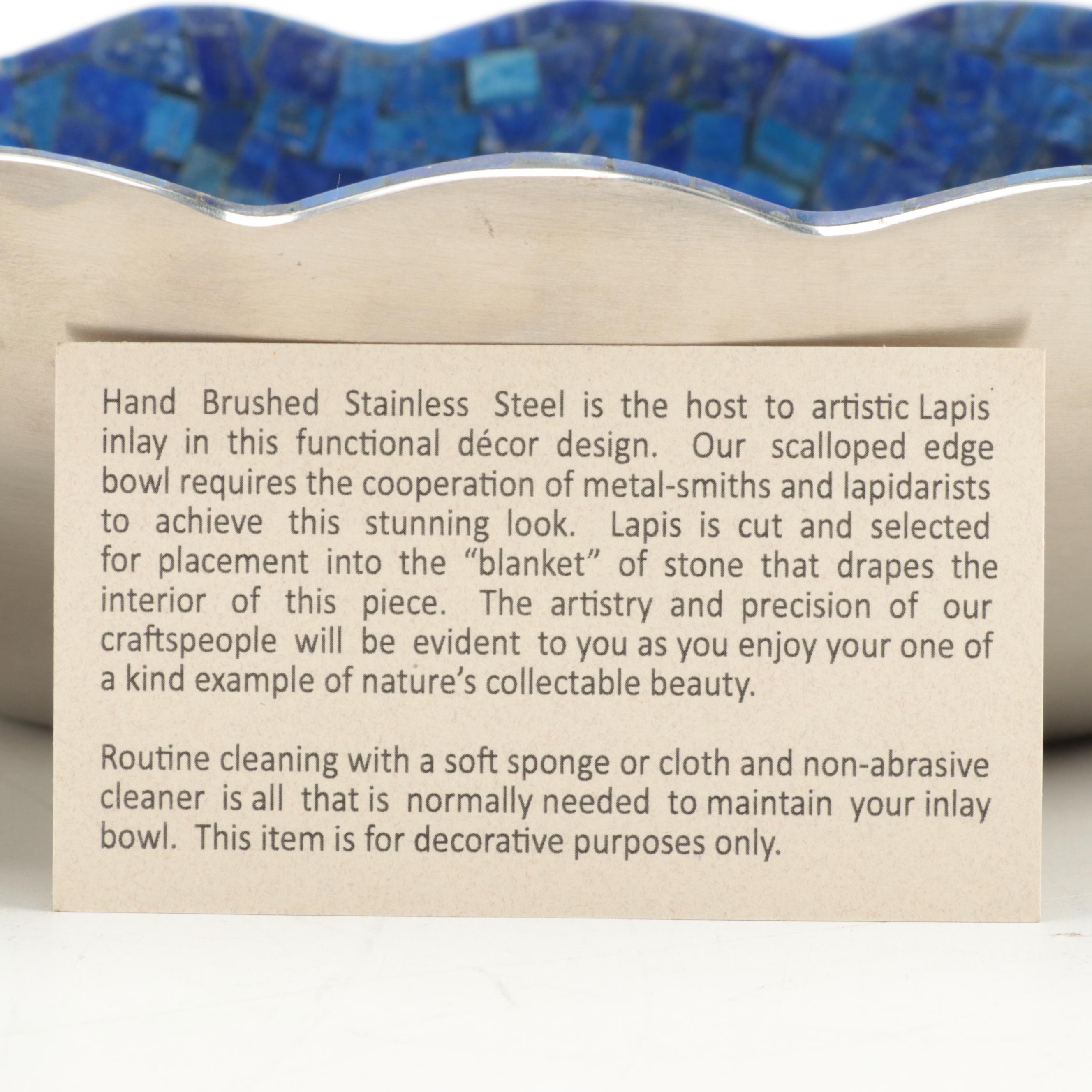 Jay King Stainless Steel and Lapis Inlay Bowl
