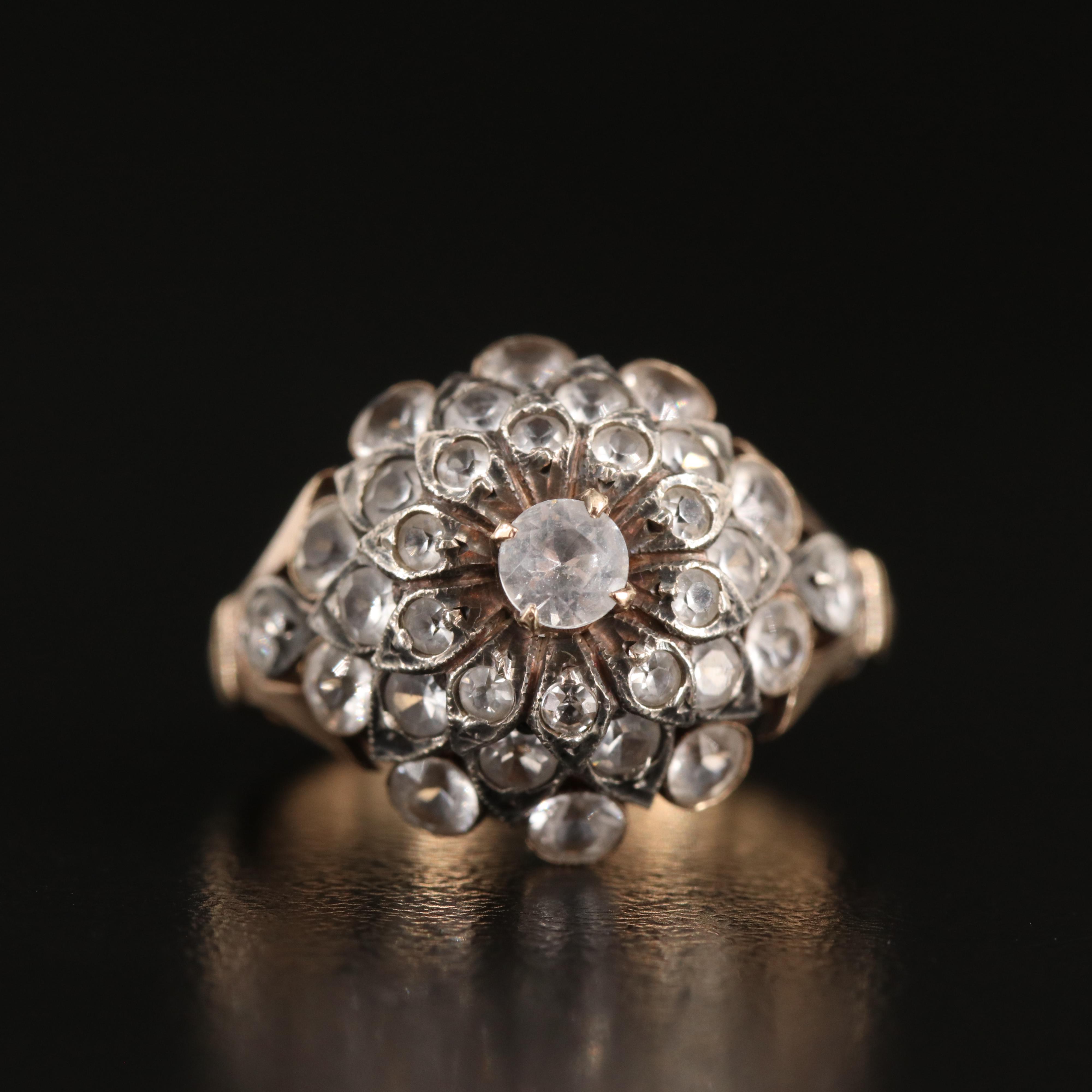 10K and Sterling White Topaz Thai Princess Ring