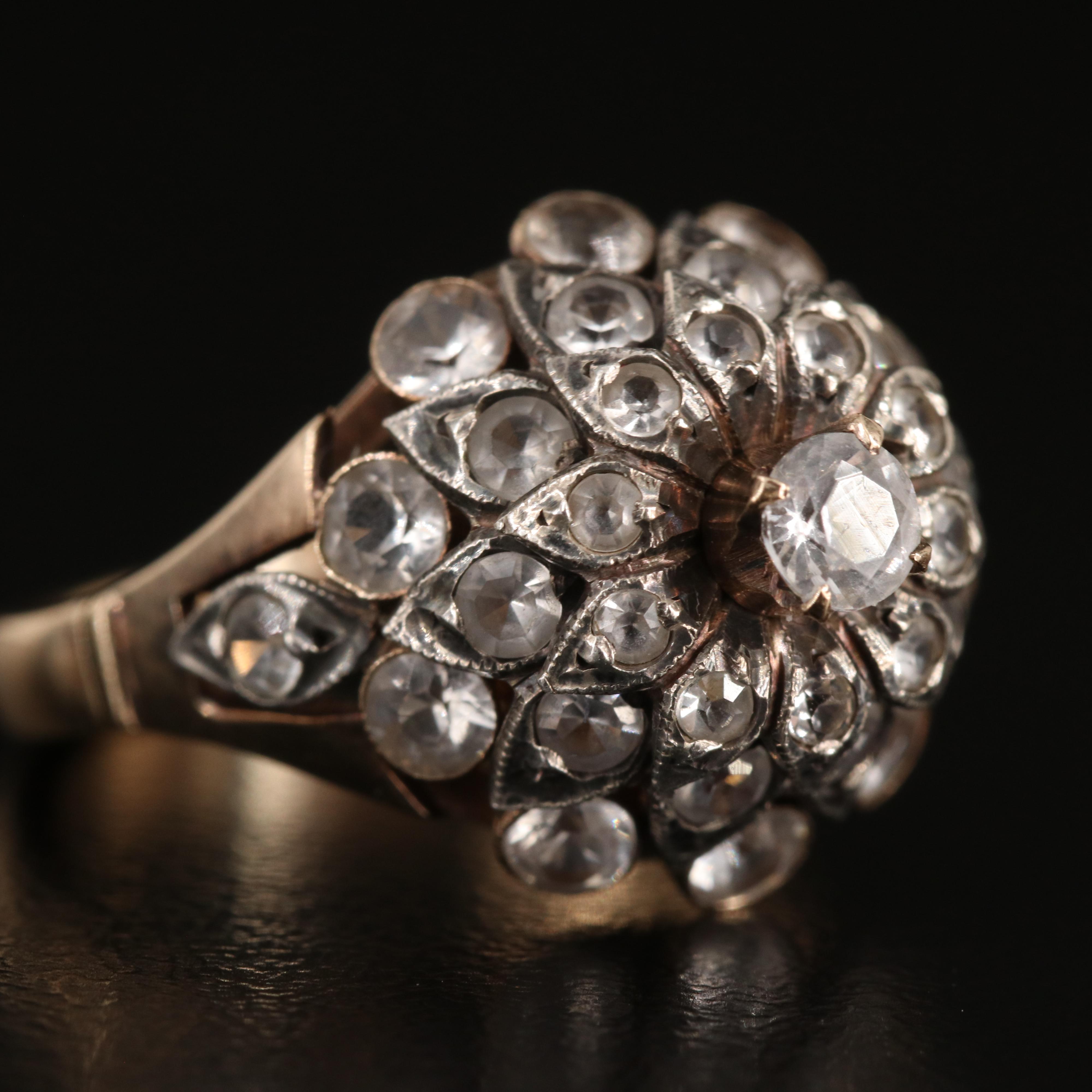 10K and Sterling White Topaz Thai Princess Ring