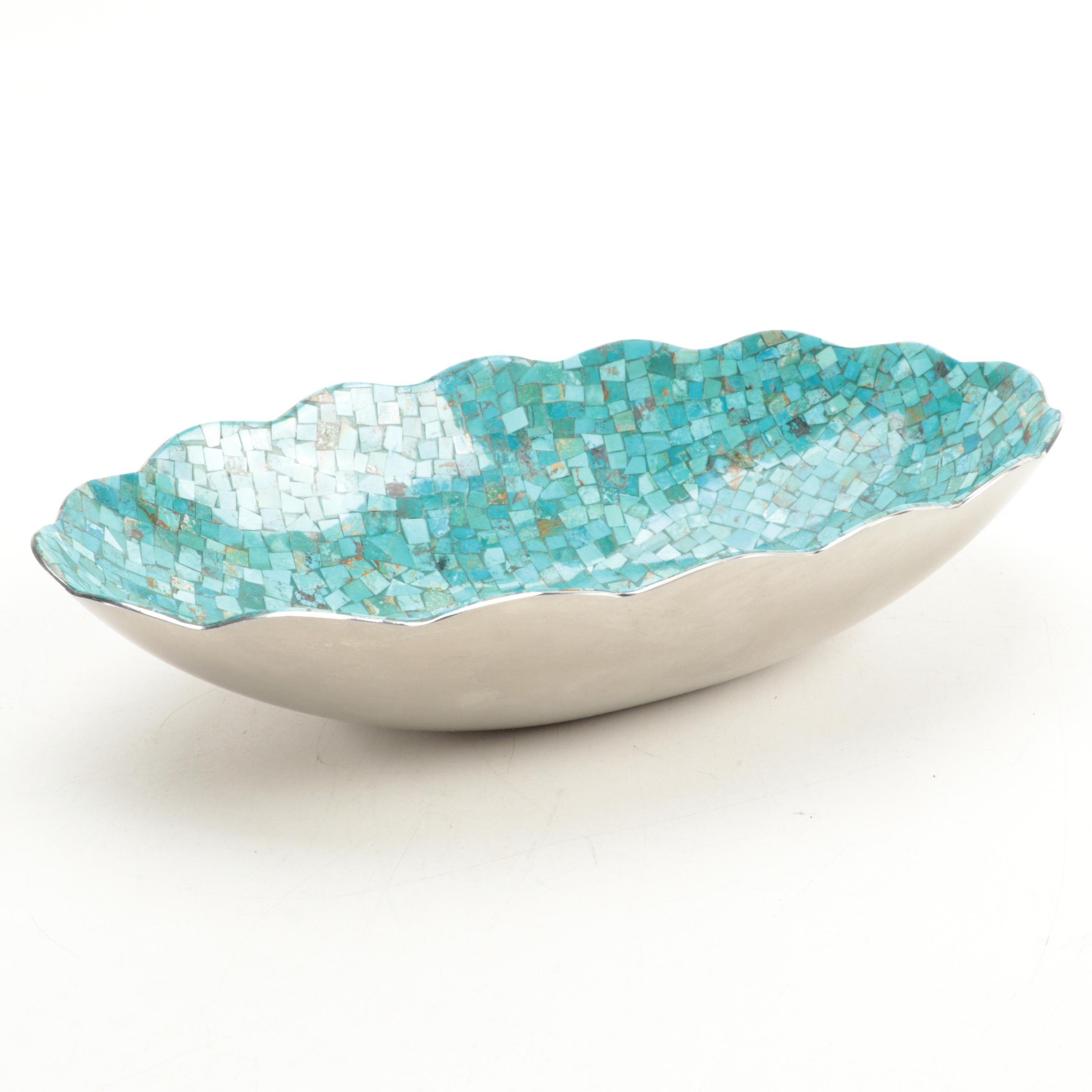 Jay King Stainless Steel and Turquoise Inlay Bowl