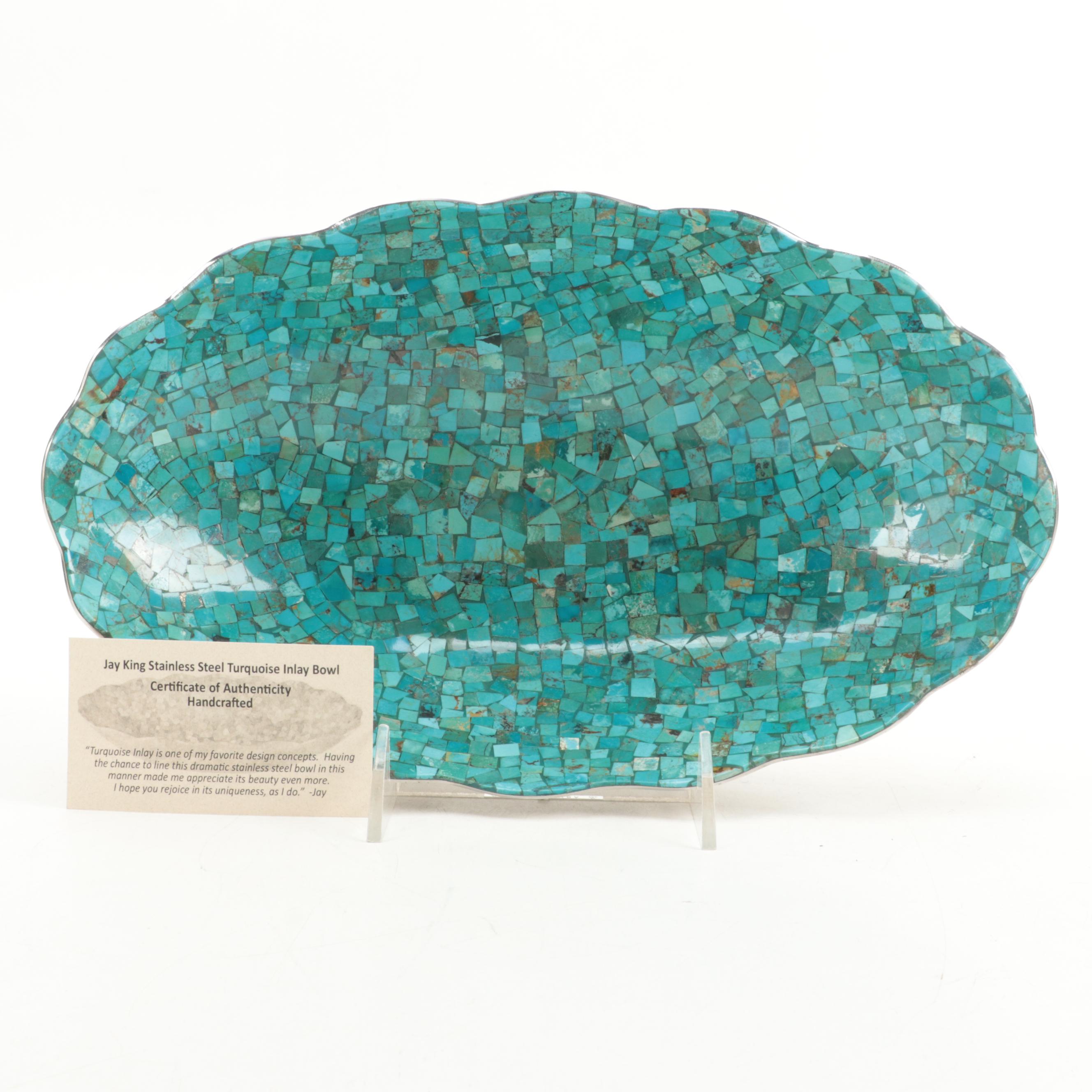 Jay King Stainless Steel and Turquoise Inlay Bowl