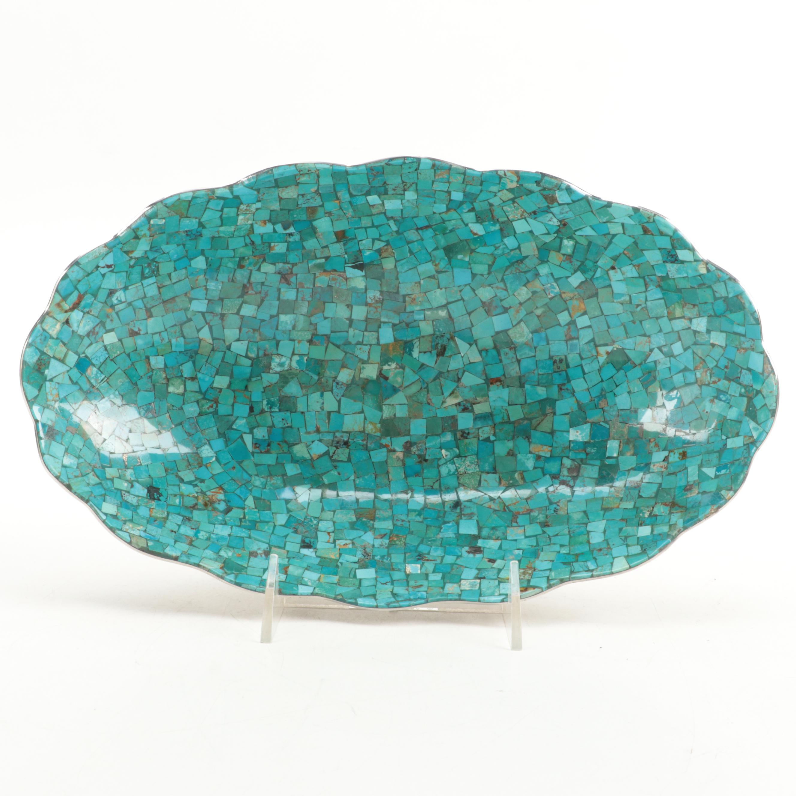 Jay King Stainless Steel and Turquoise Inlay Bowl