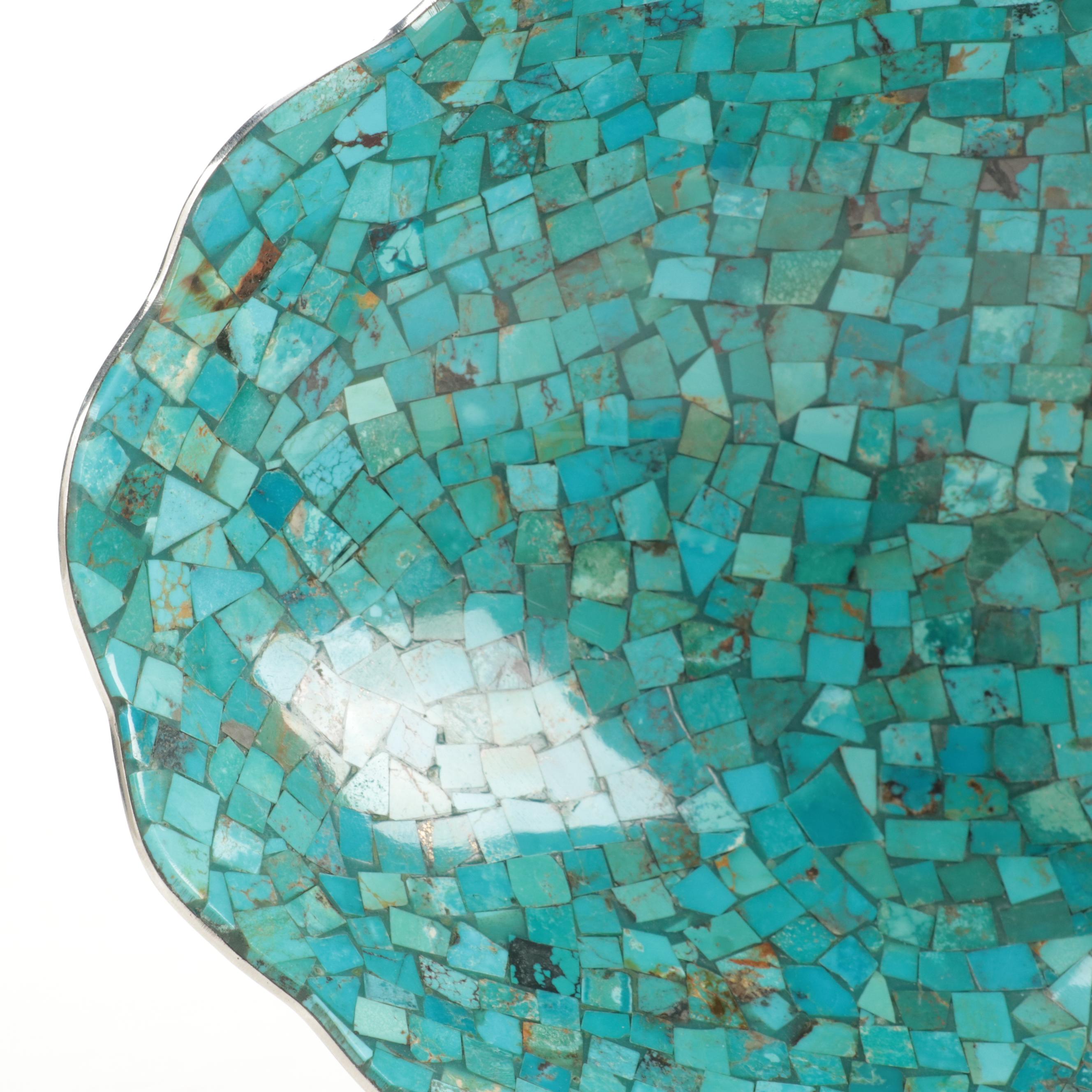 Jay King Stainless Steel and Turquoise Inlay Bowl