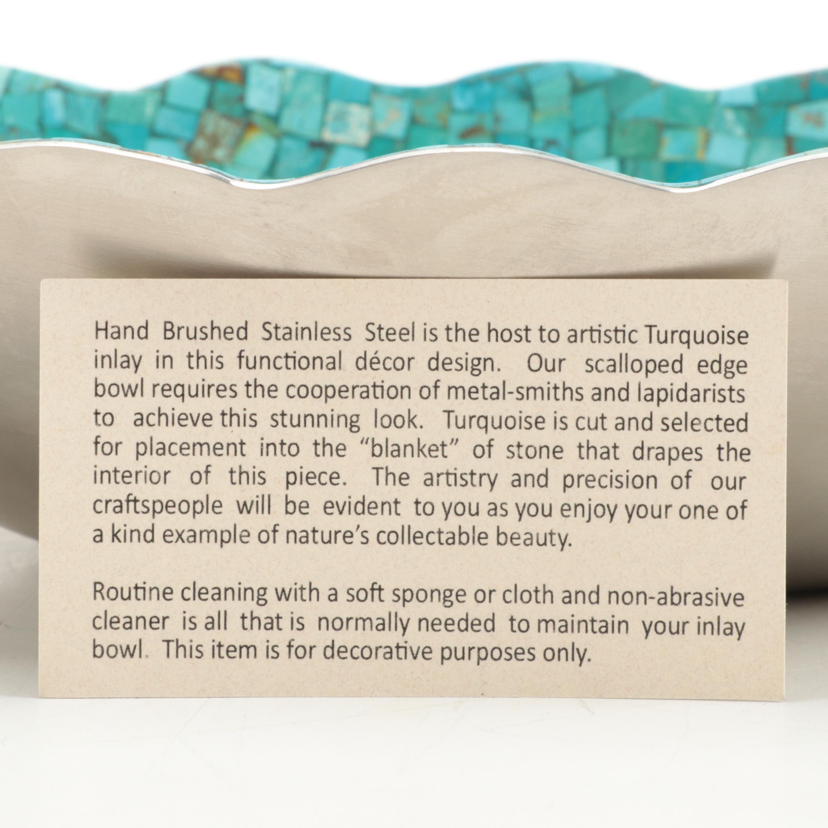 Jay King Stainless Steel and Turquoise Inlay Bowl