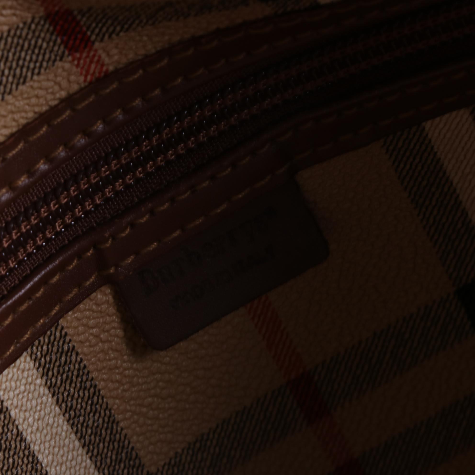 Burberrys Large Travel Bag in Haymarket Check Coated Canvas and Leather Trim