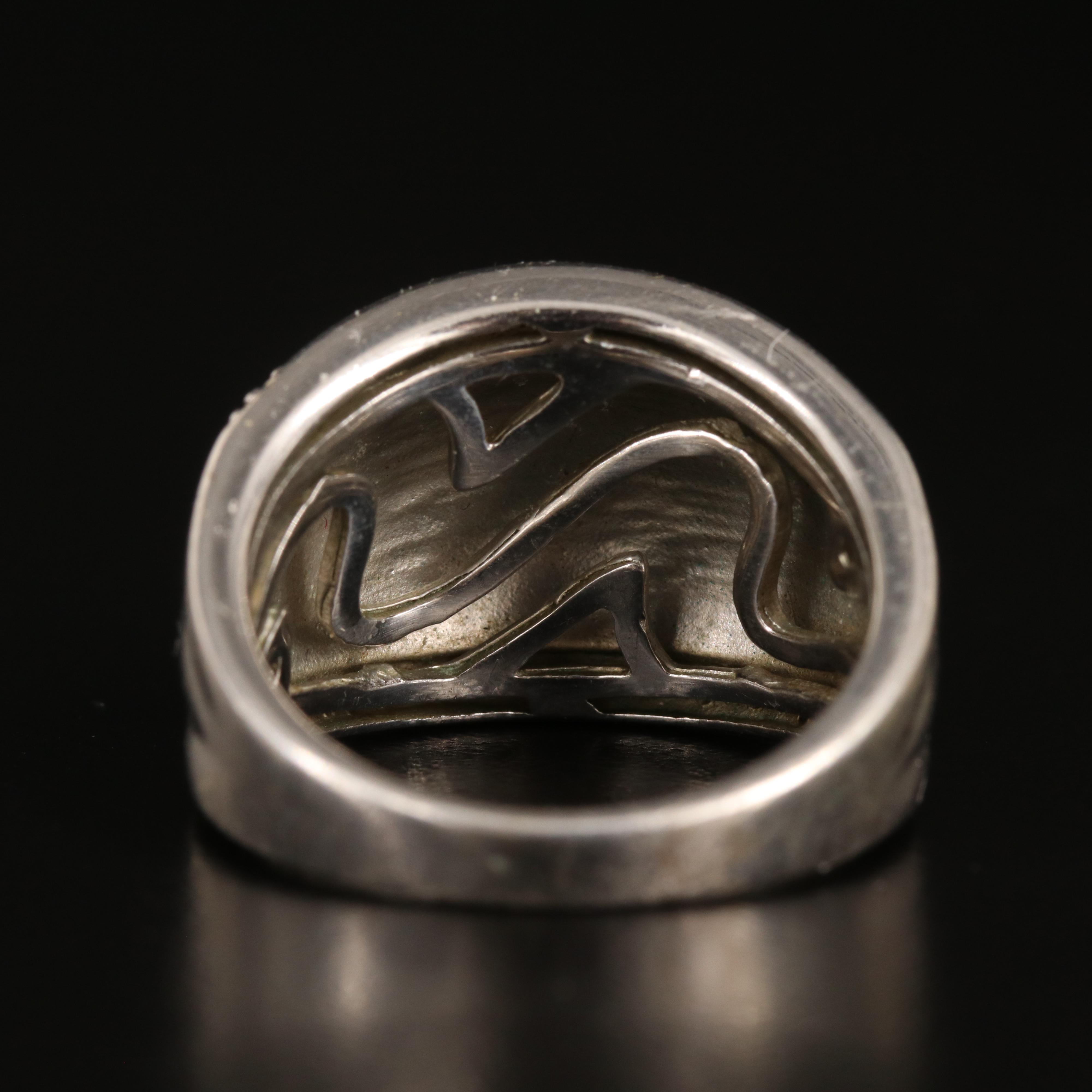 Sterling Enamel and Diamond Ring