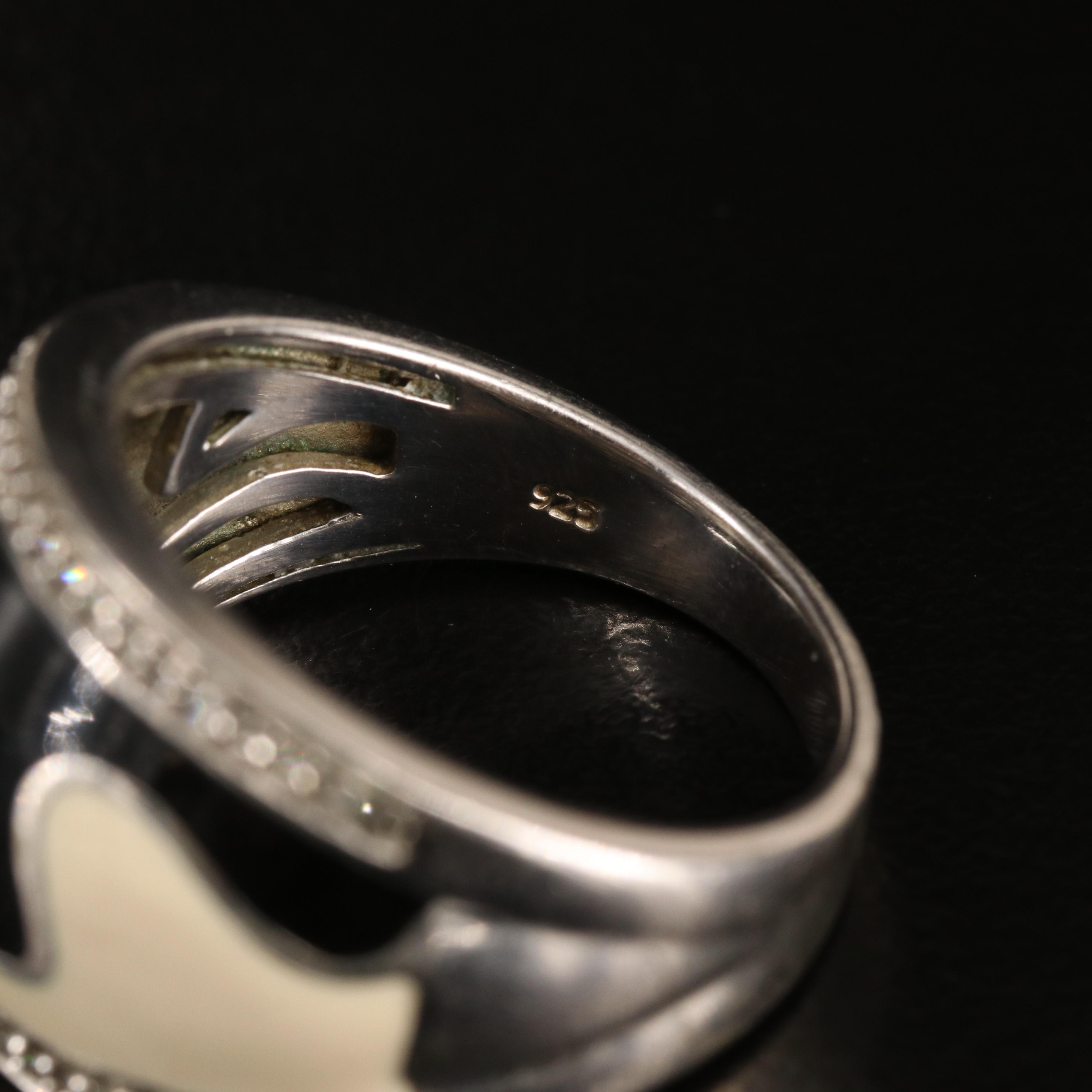 Sterling Enamel and Diamond Ring