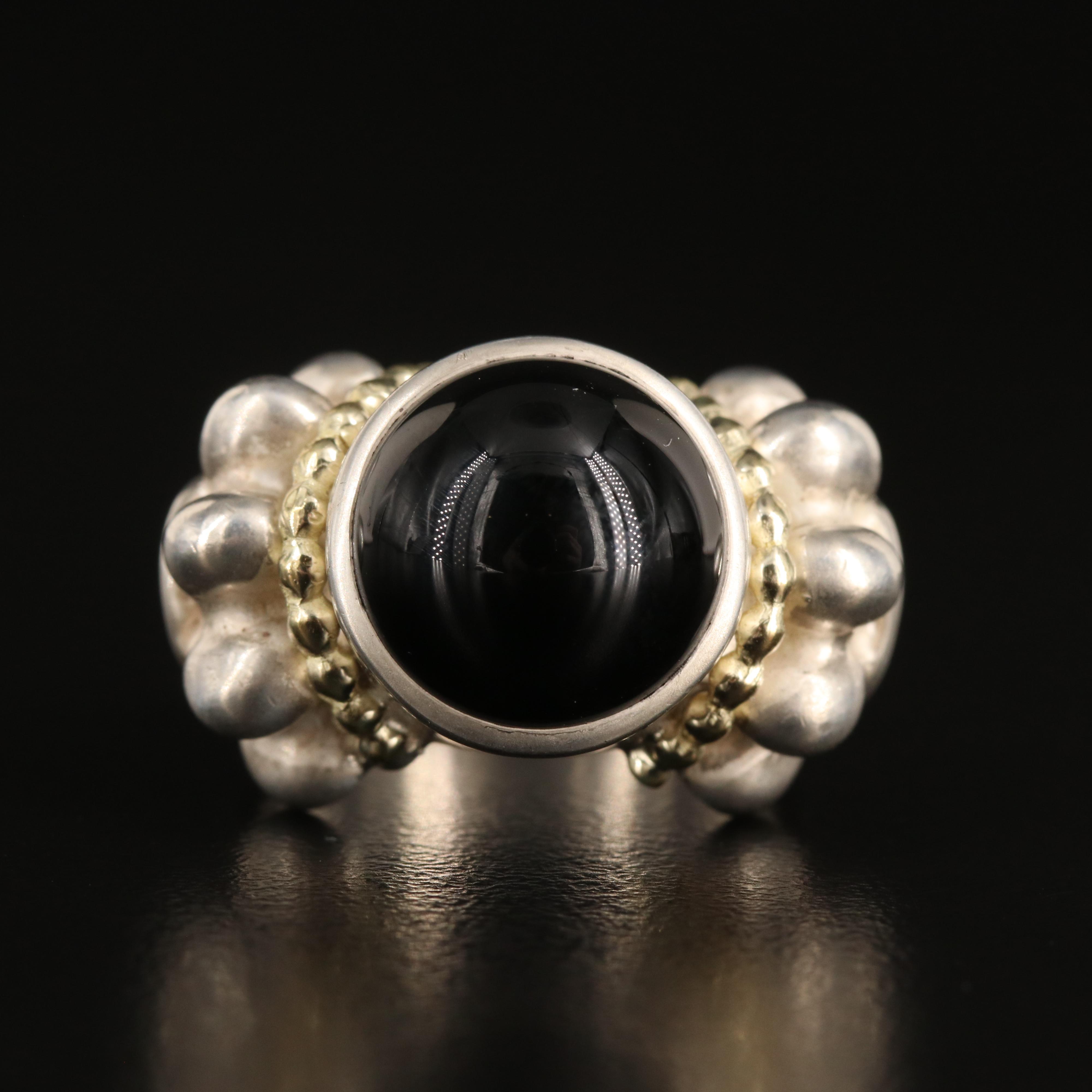 Caviar by Lagos Sterling Black Onyx Ring with 18K Accents