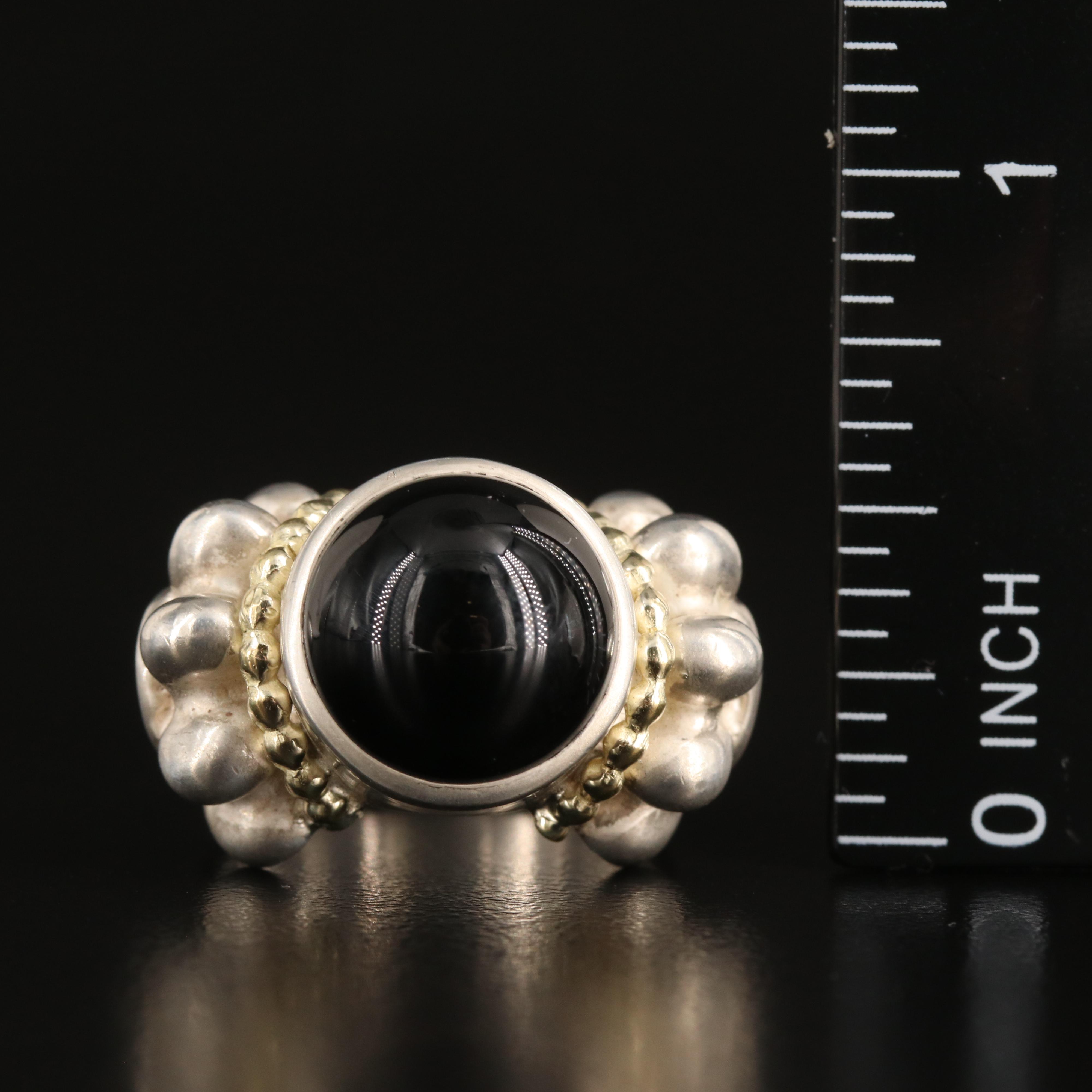 Caviar by Lagos Sterling Black Onyx Ring with 18K Accents