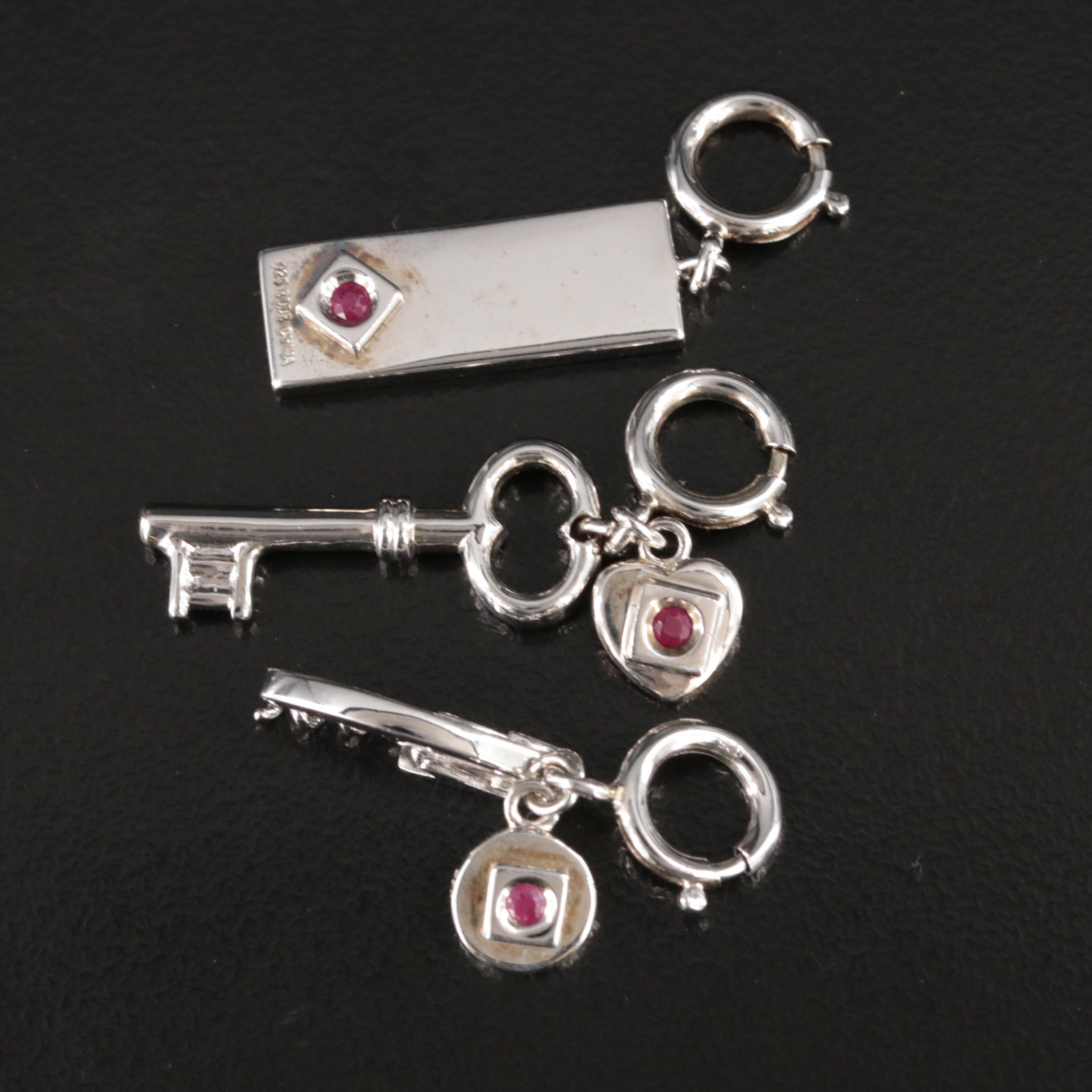 ELLE Sterling Bar, Key, Heart and Corkscrew Charms