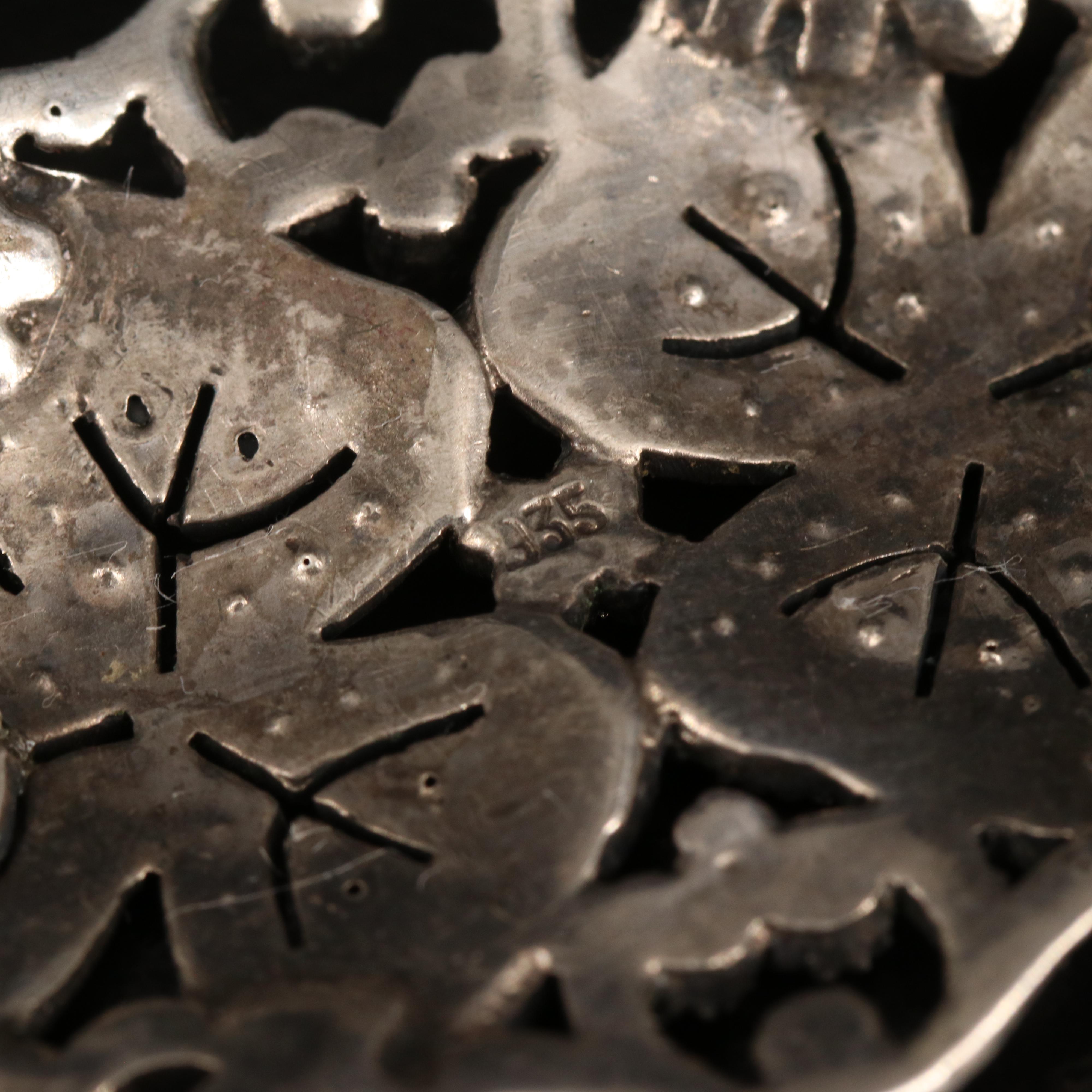 935 Silver Marcasite Clover Brooch