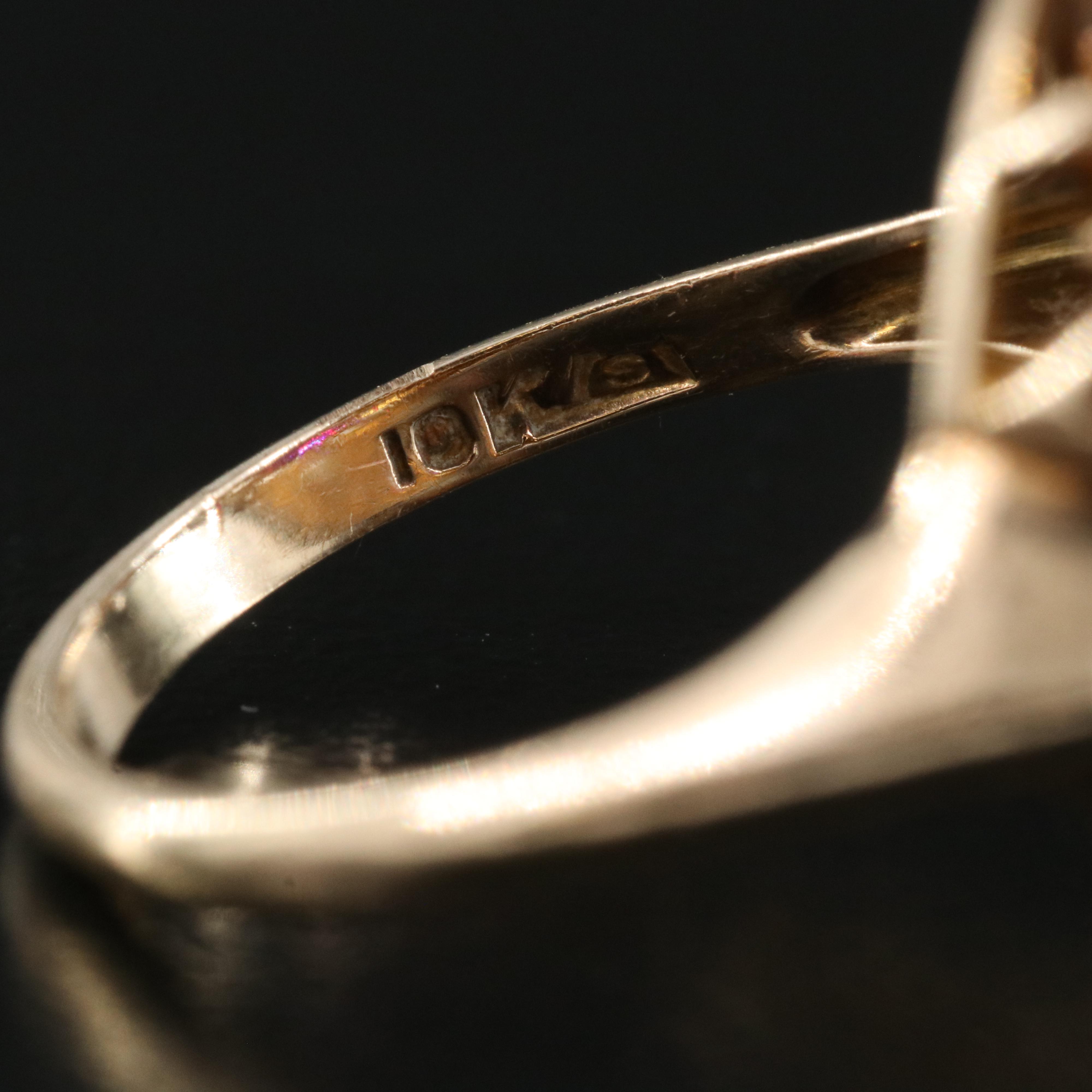 Vintage 10K Rose Gold Ruby and Seed Pearl Ring