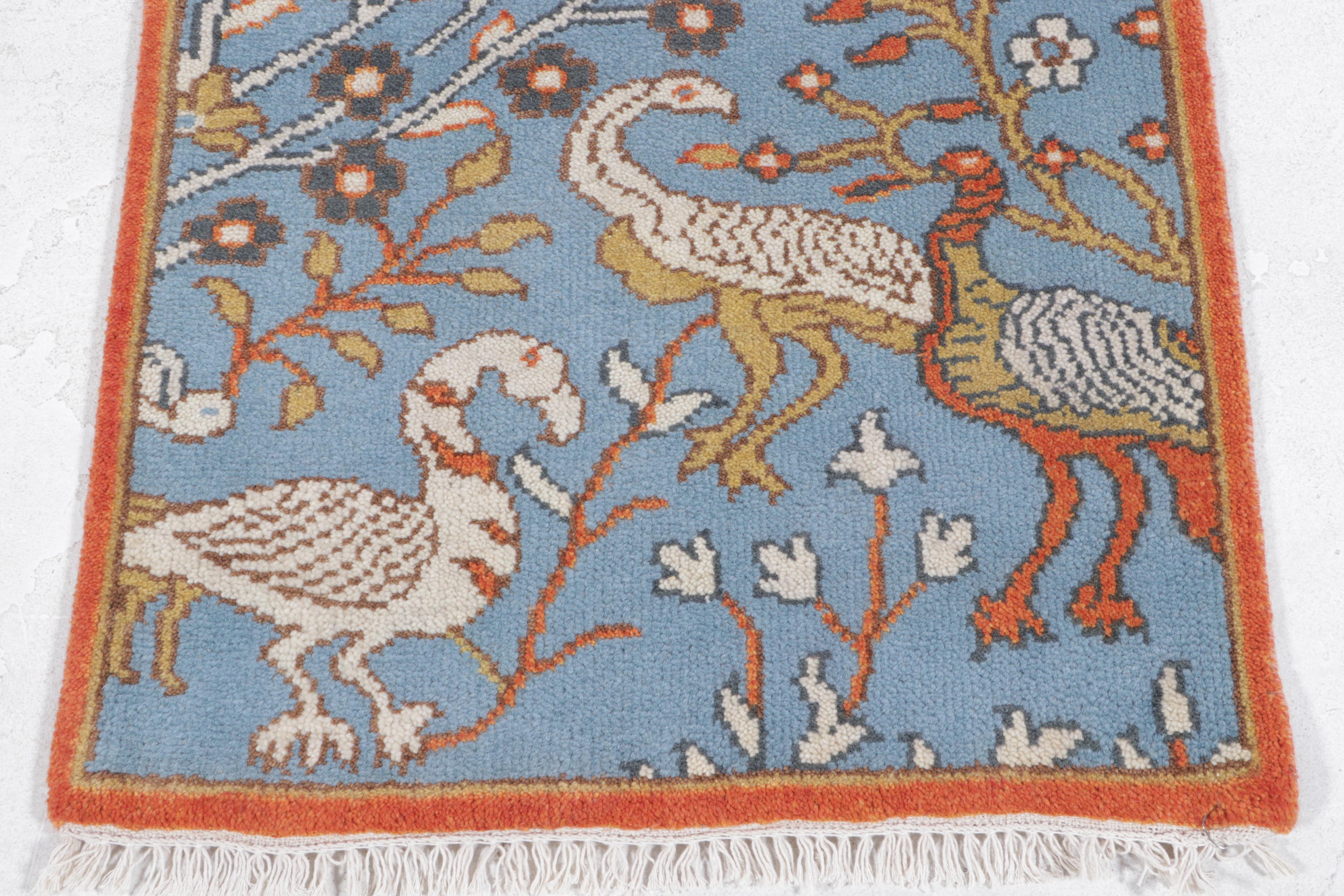 2'6 x 8' Hand-Knotted Indian Pictorial Hunt Scene Carpet Runner