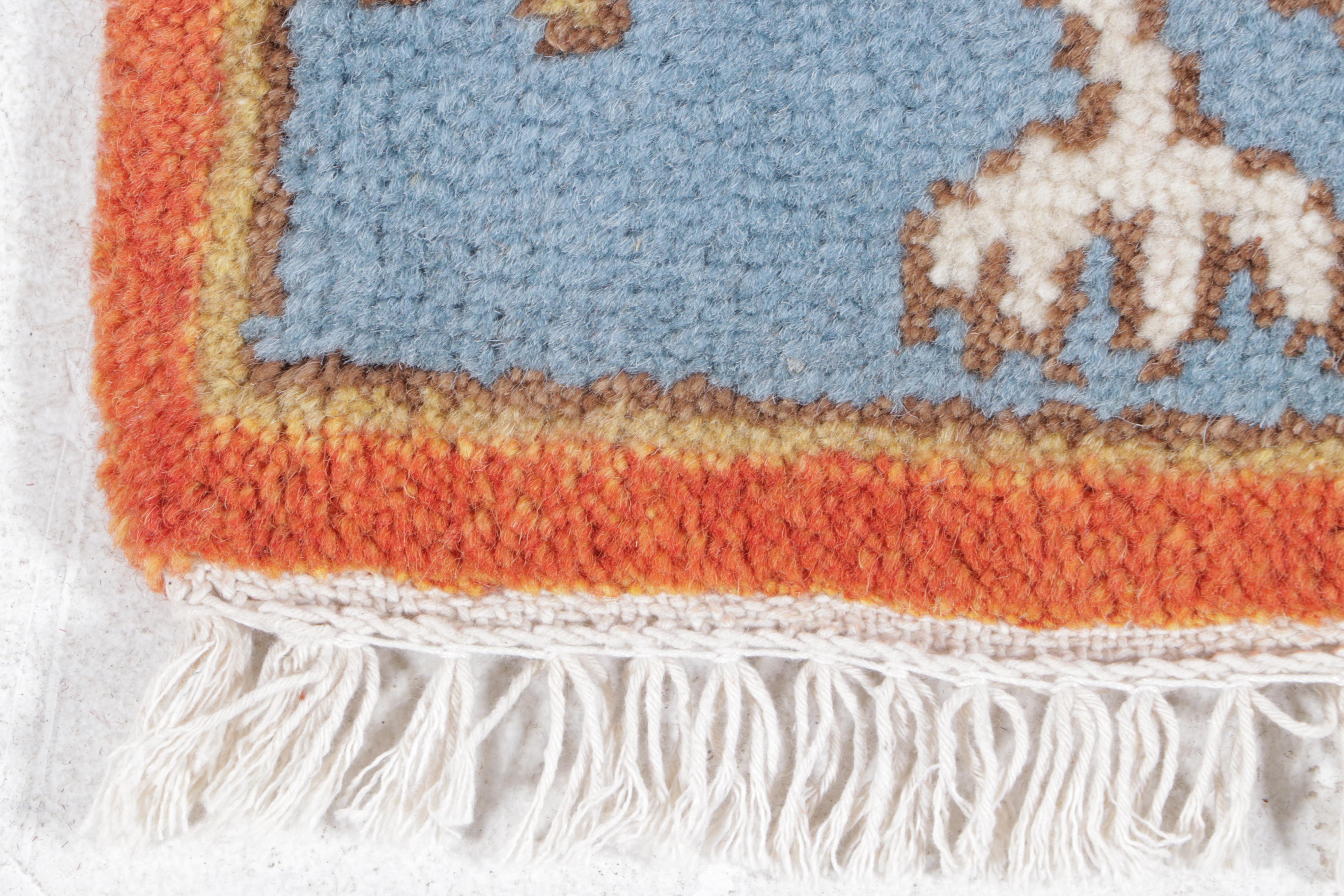 2'6 x 8' Hand-Knotted Indian Pictorial Hunt Scene Carpet Runner