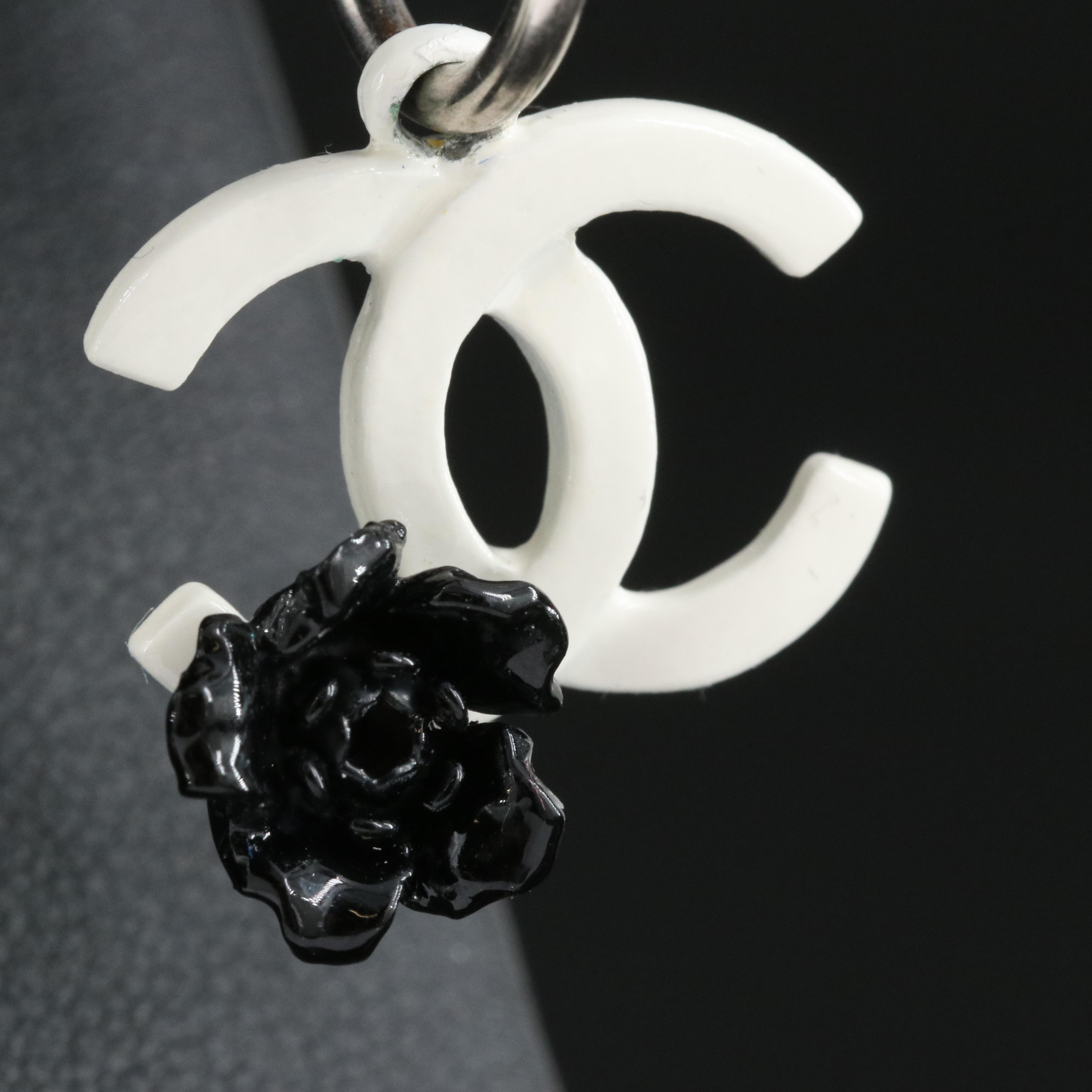 Chanel 2004 Spring Logo Earrings with Camellia Flowers