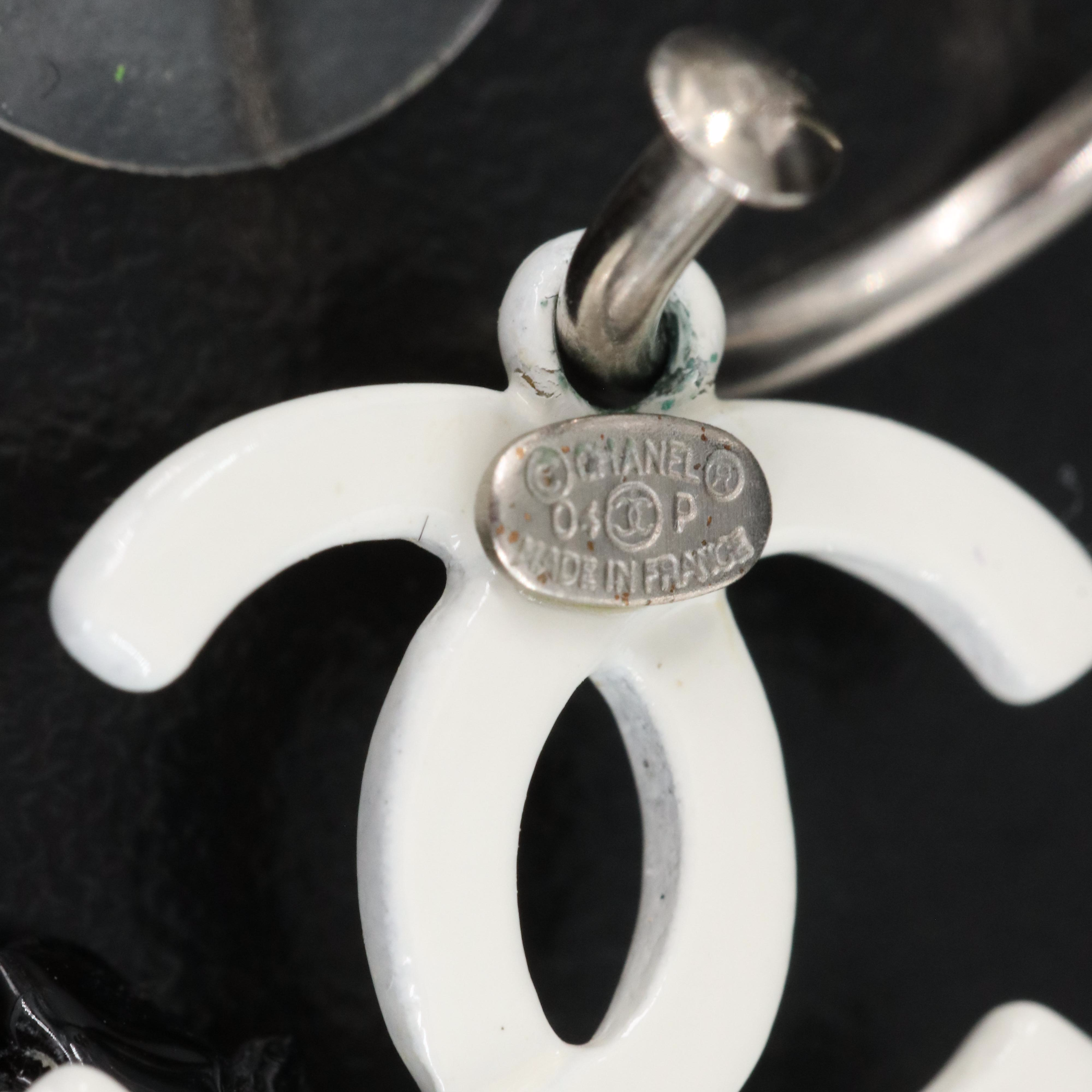 Chanel 2004 Spring Logo Earrings with Camellia Flowers