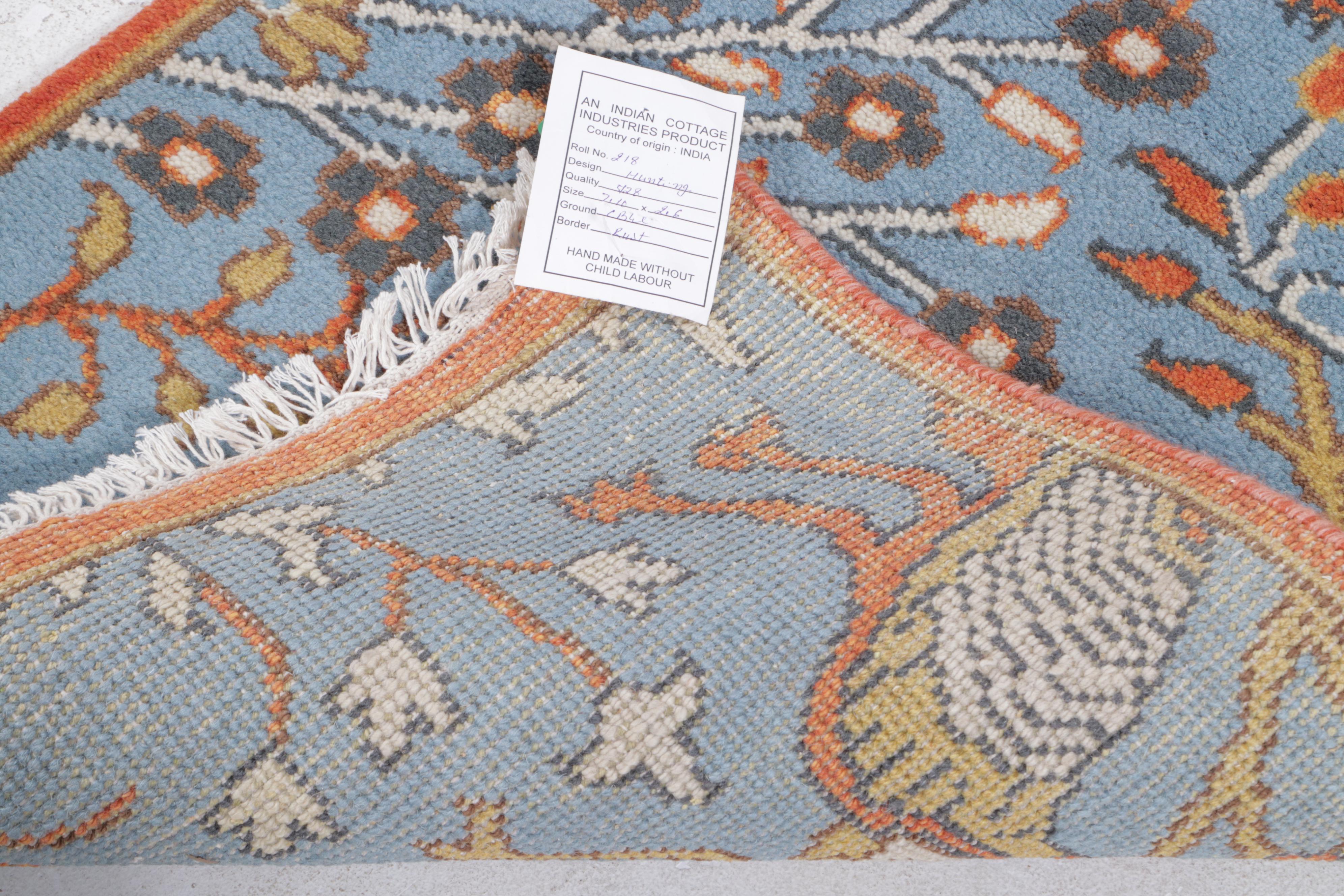 2'6 x 8' Hand-Knotted Indian Pictorial Hunt Scene Carpet Runner