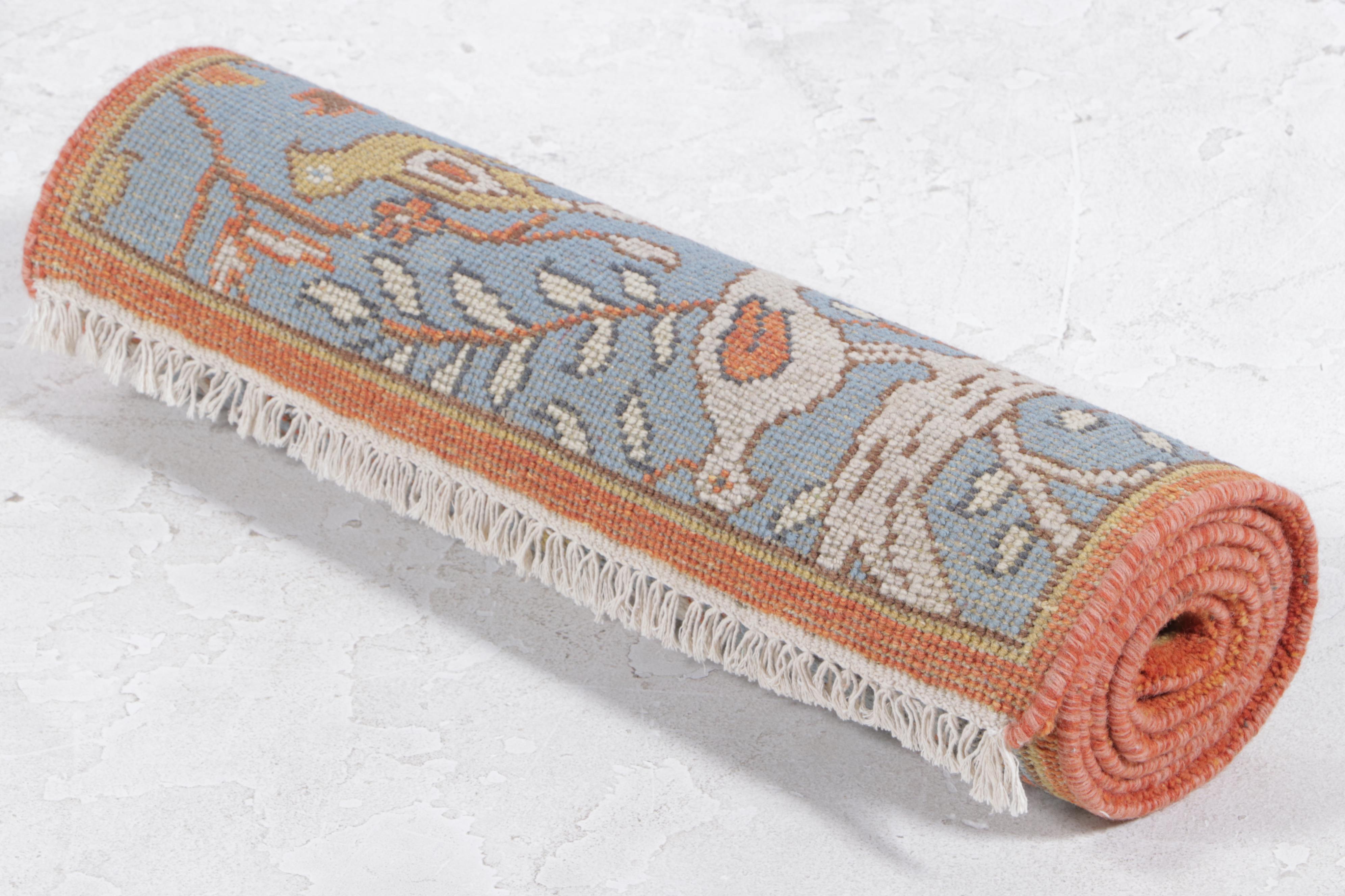 2'6 x 8' Hand-Knotted Indian Pictorial Hunt Scene Carpet Runner