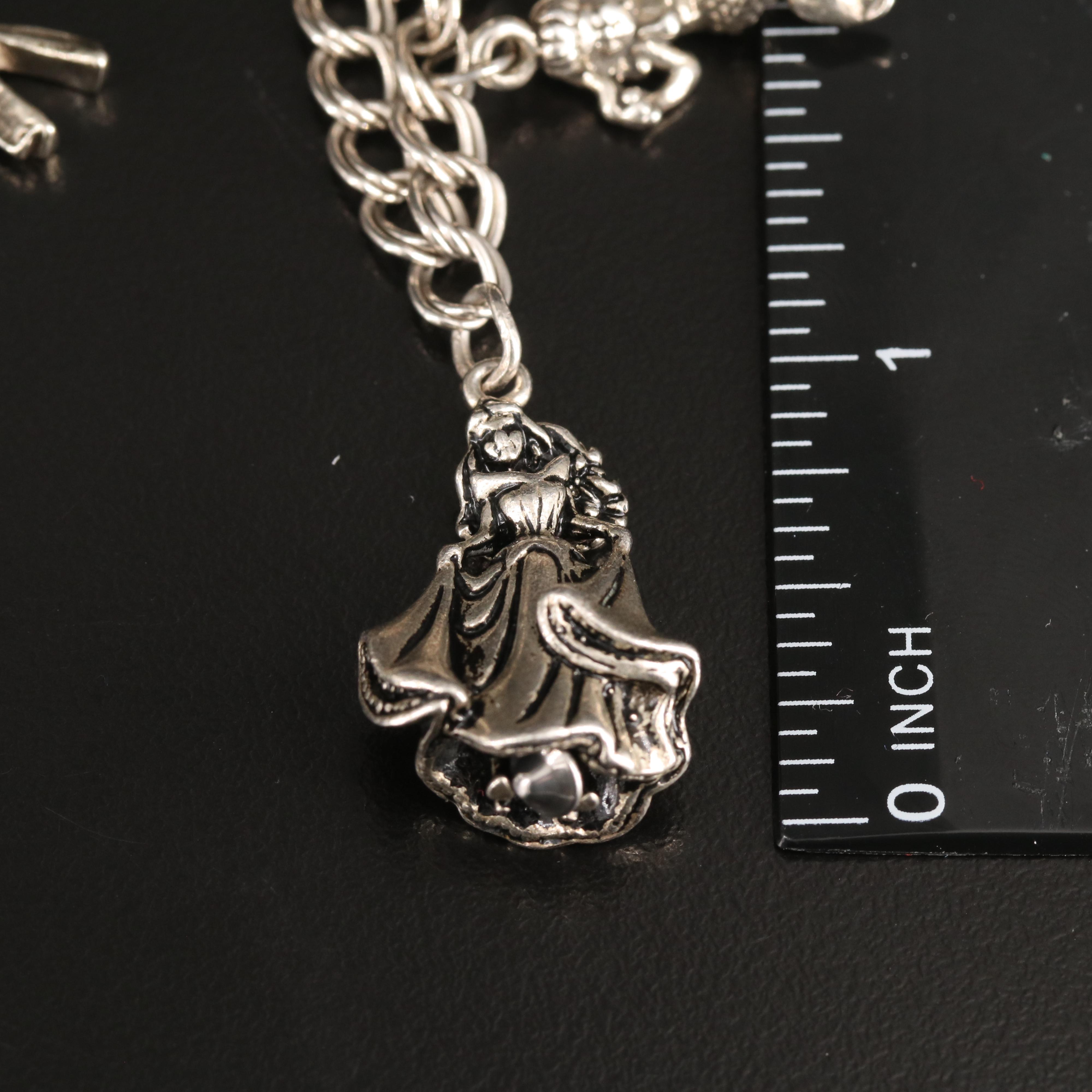 Vintage Sterling Charm Bracelets Including Disney Aurora and Ballet Slippers