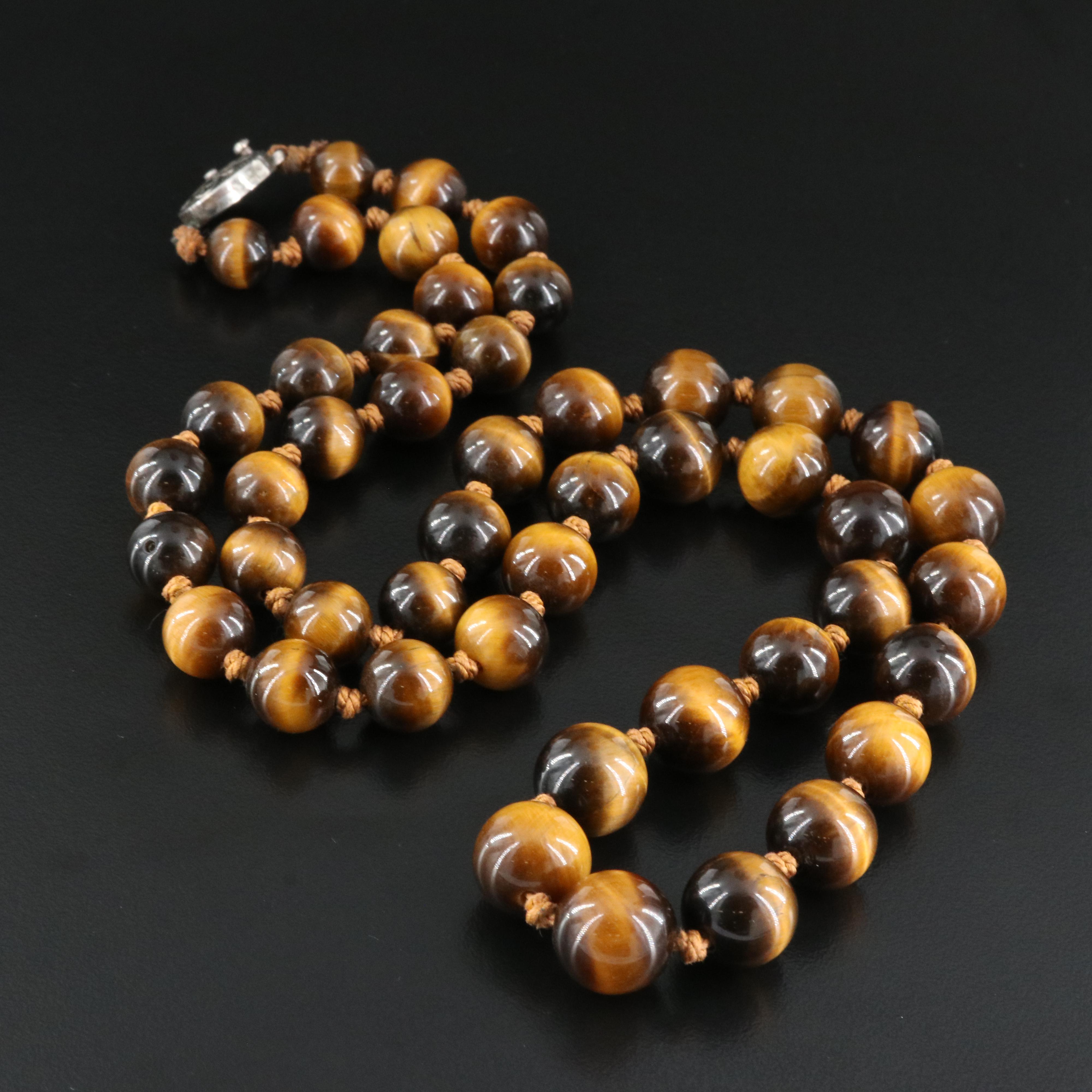 Tiger's Eye Quartz Necklace with Sterling Clasp