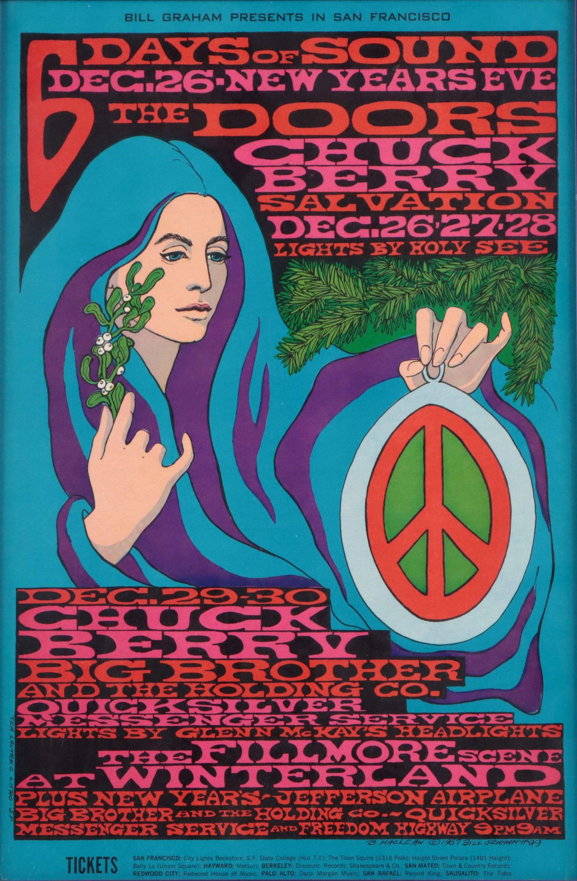 The Doors and Chuck Berry Lithograph Concert Poster After Bonnie MacLean