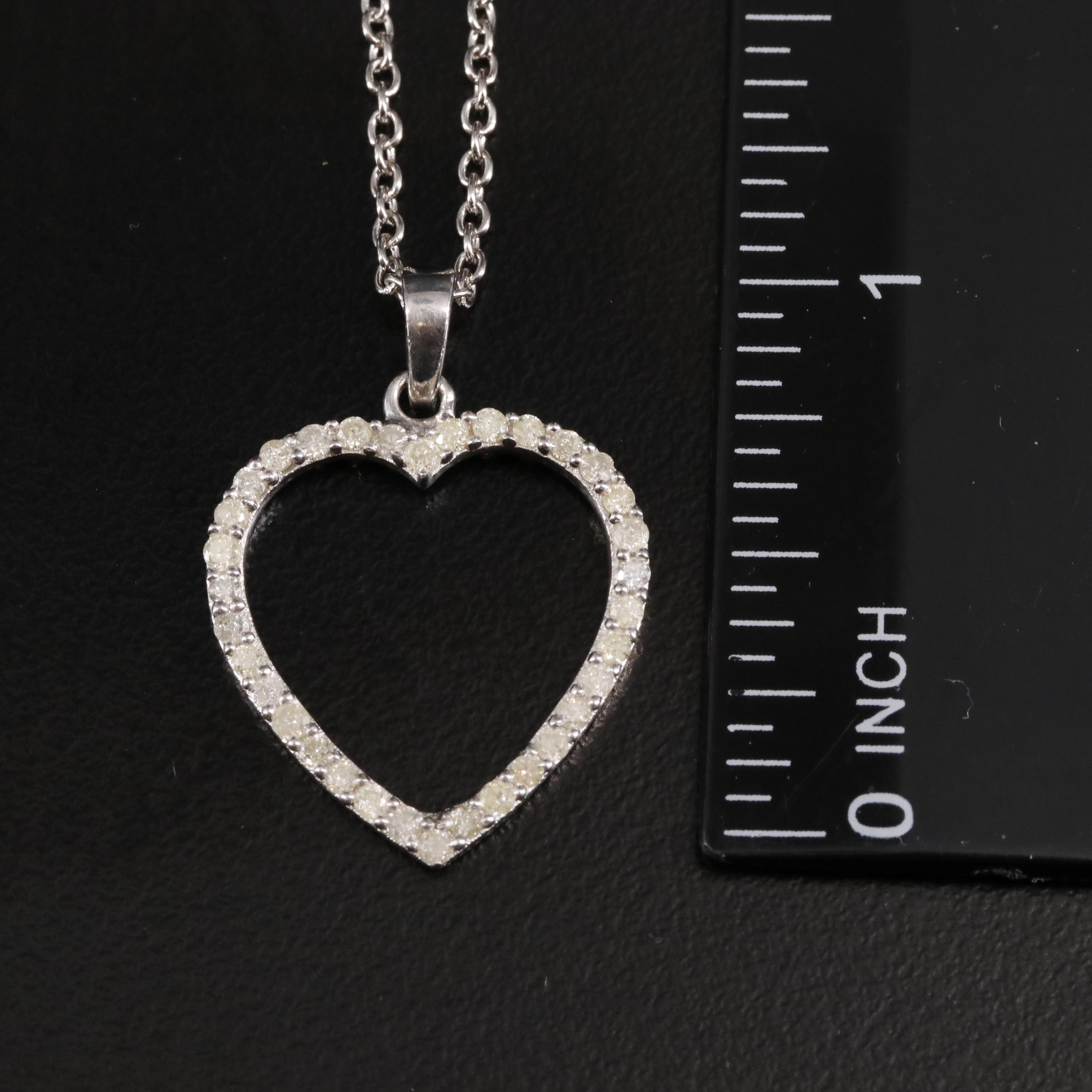 Sterling 0.51 CTW Diamond Heart Penadant Necklace