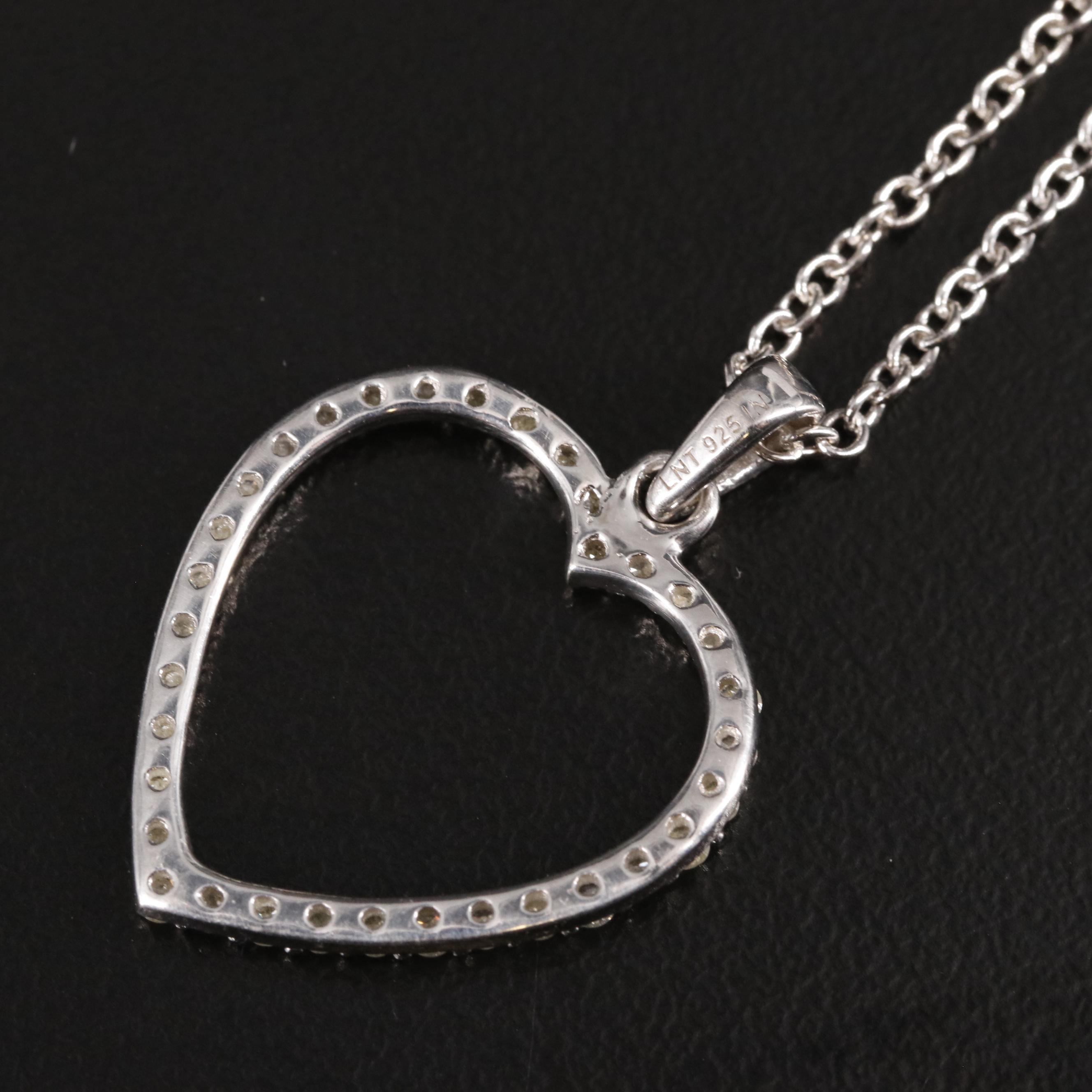 Sterling 0.51 CTW Diamond Heart Penadant Necklace