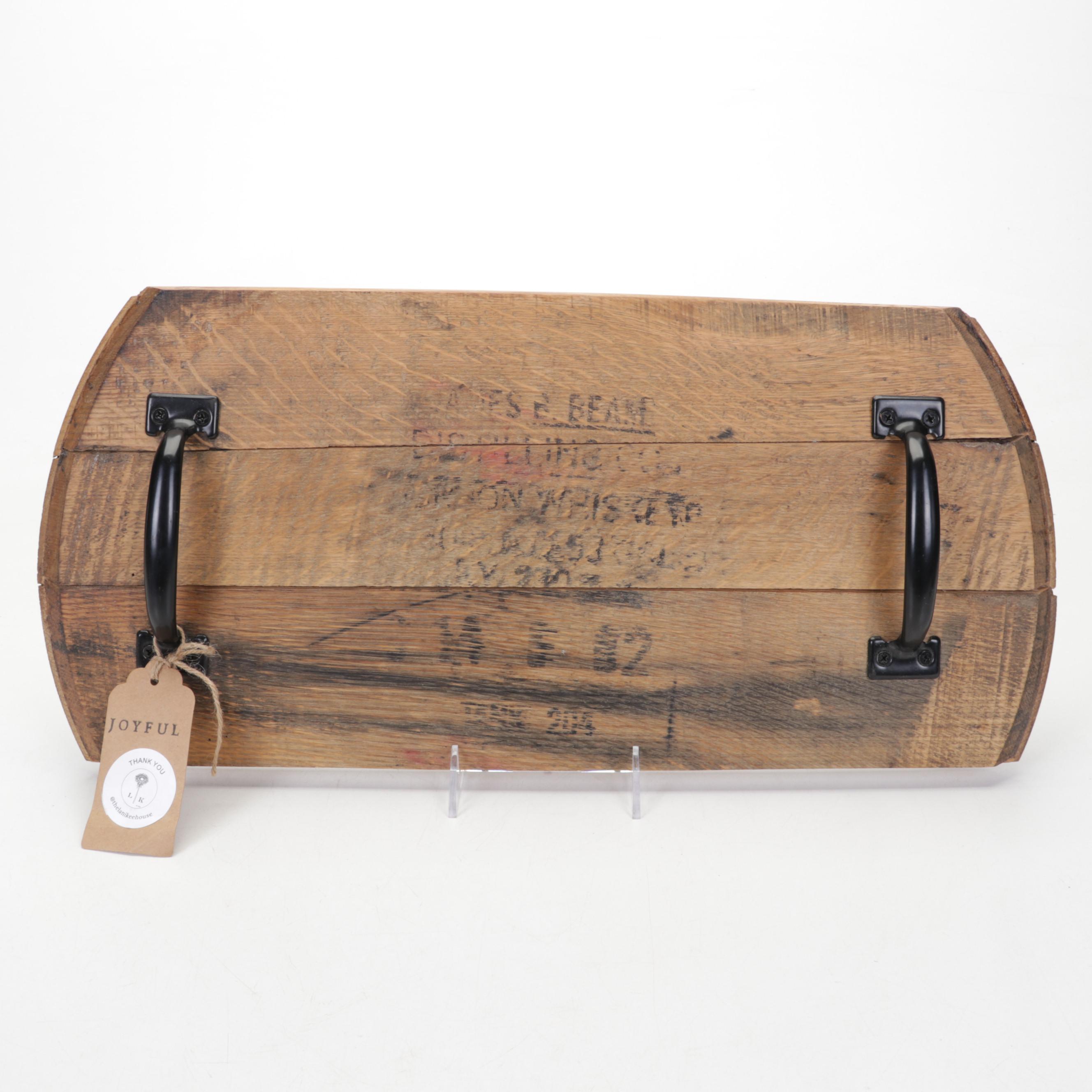 Handmade Jim Beam Bourbon Barrel Serving Tray