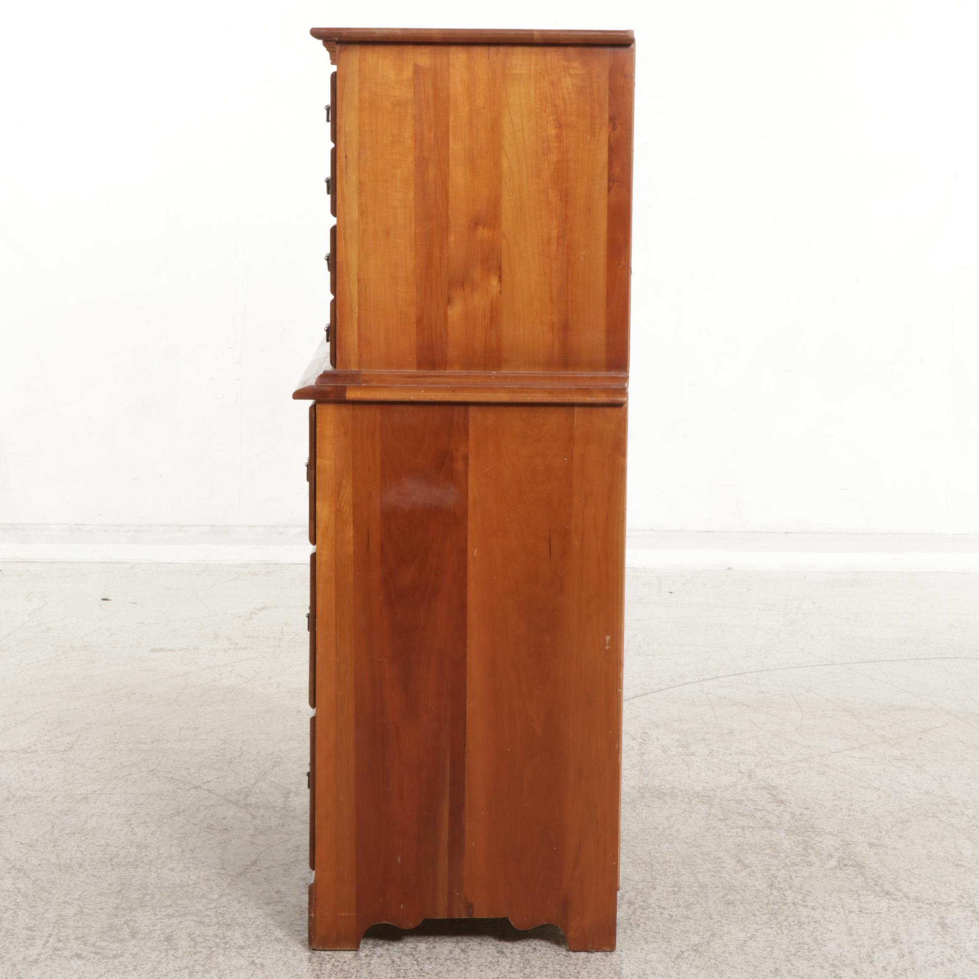 Chippendale Style Cherry Five-Drawer Chest-on-Chest, Late 20th Century