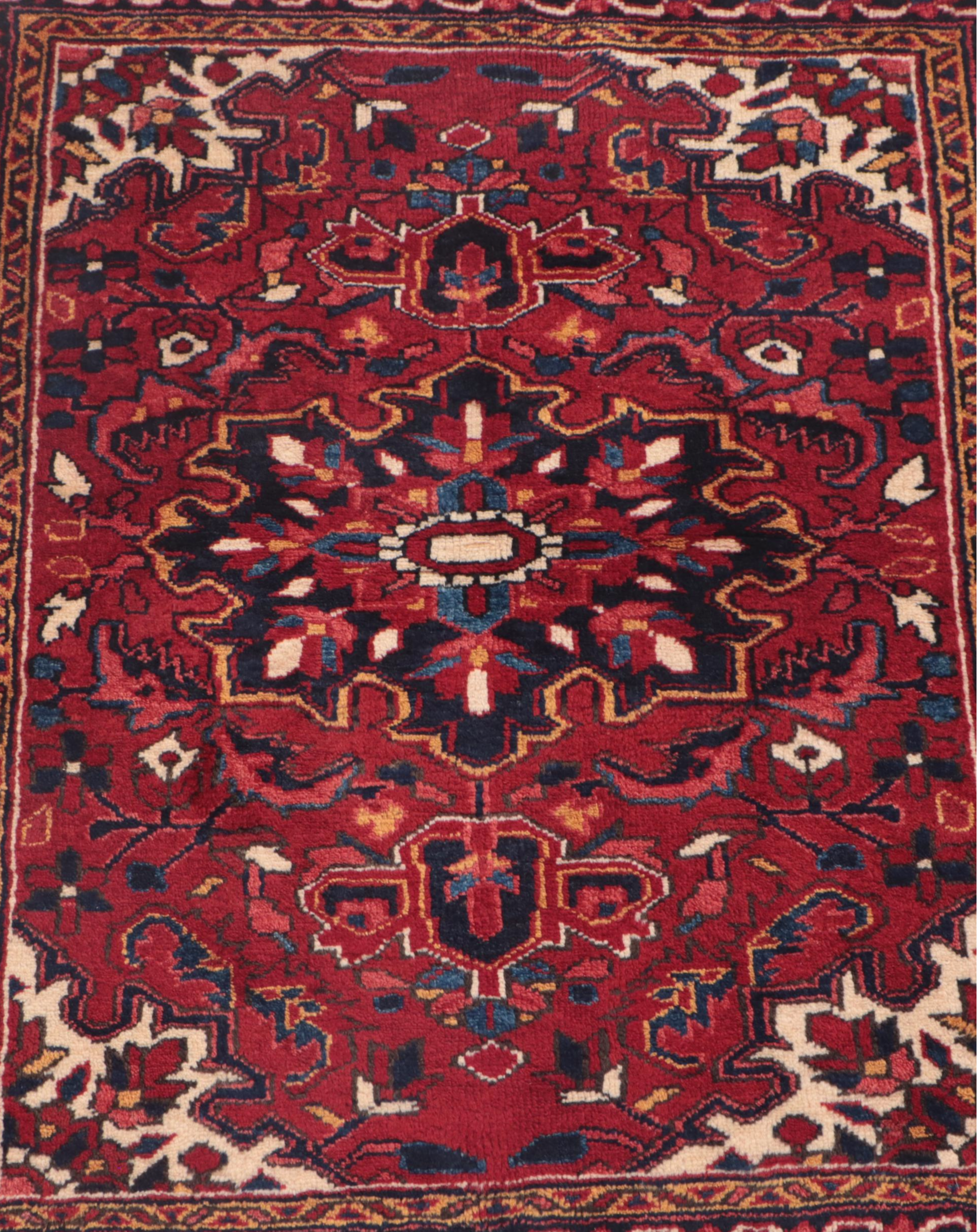 3'4 x 4'1 Hand-Knotted Persian Heriz Accent Rug