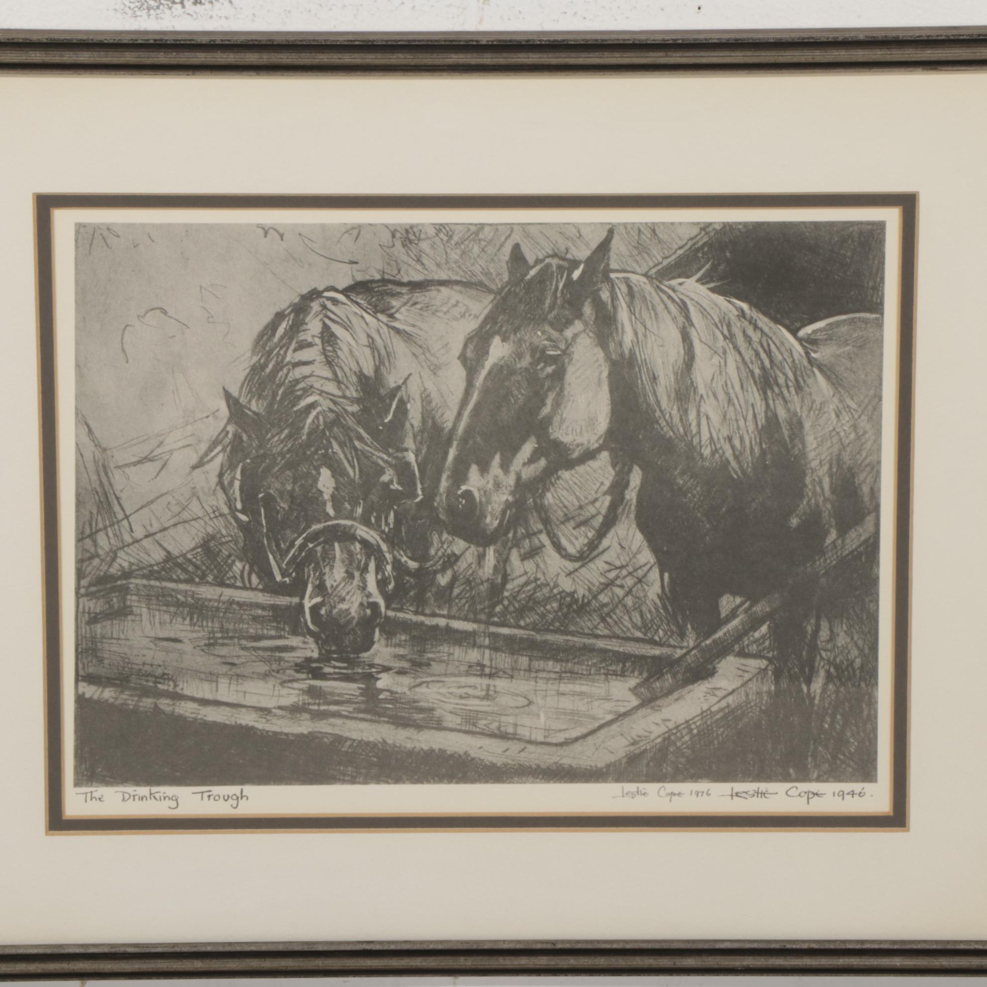 Leslie Cope Halftones "The Drinking Trough," "Covered Bridge," and "Old Barn"