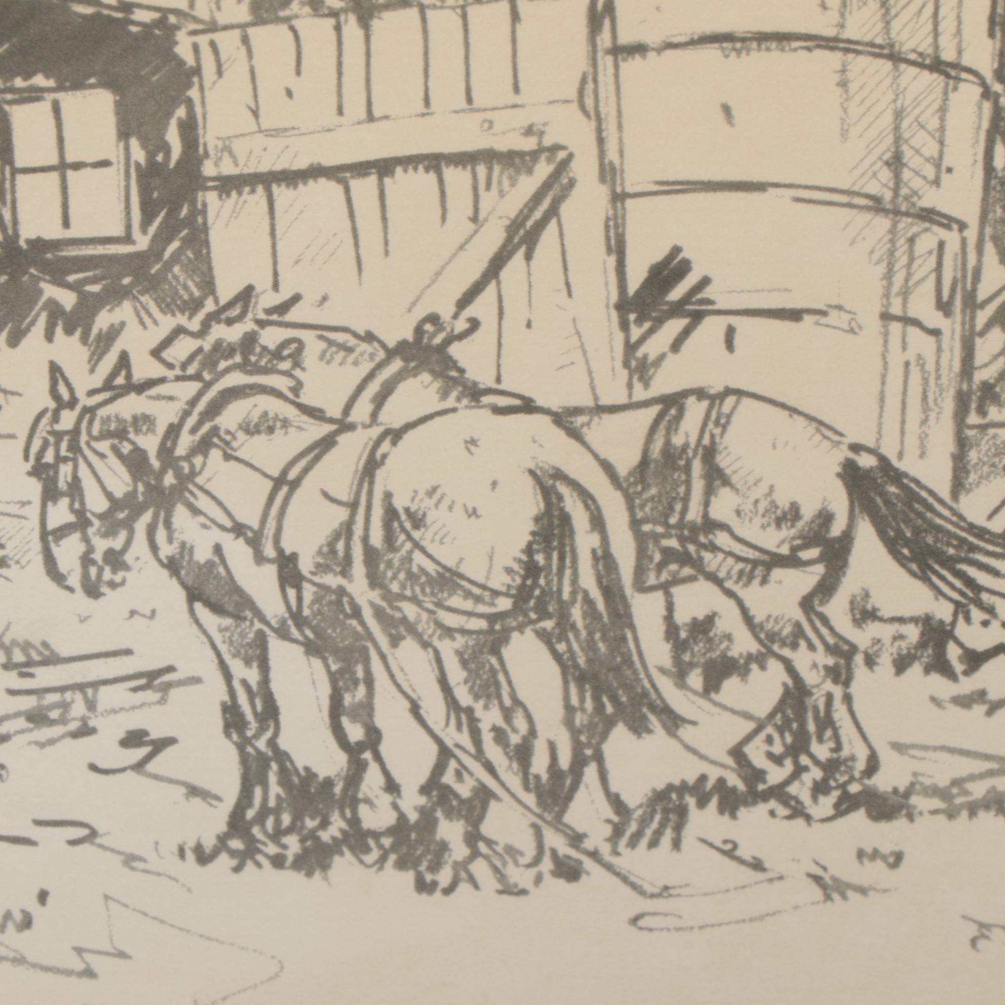 Leslie Cope Halftones "The Drinking Trough," "Covered Bridge," and "Old Barn"