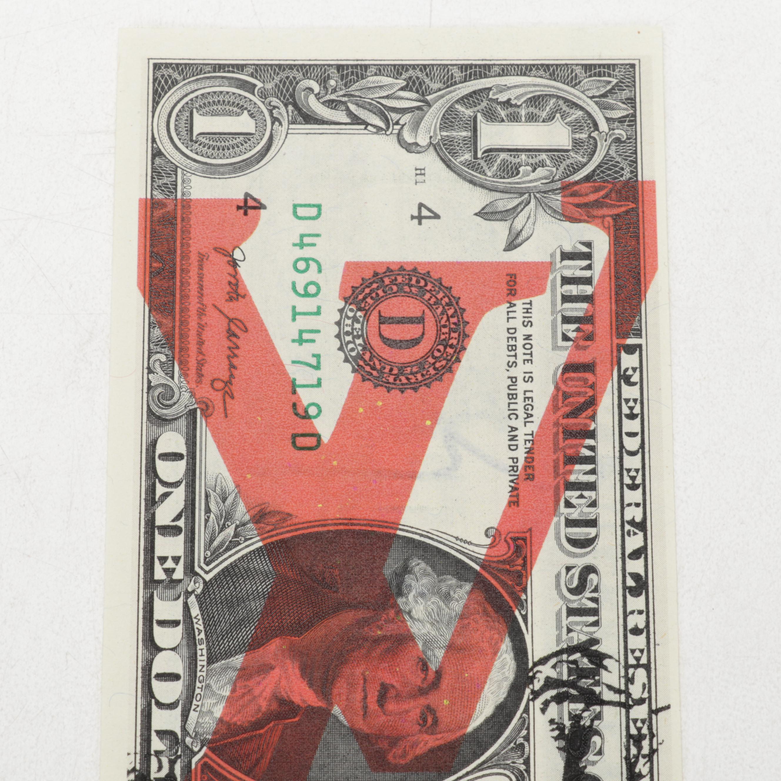Death NYC Banksy and Louis Vuitton Homage Graphic Print on Banknote, 2022