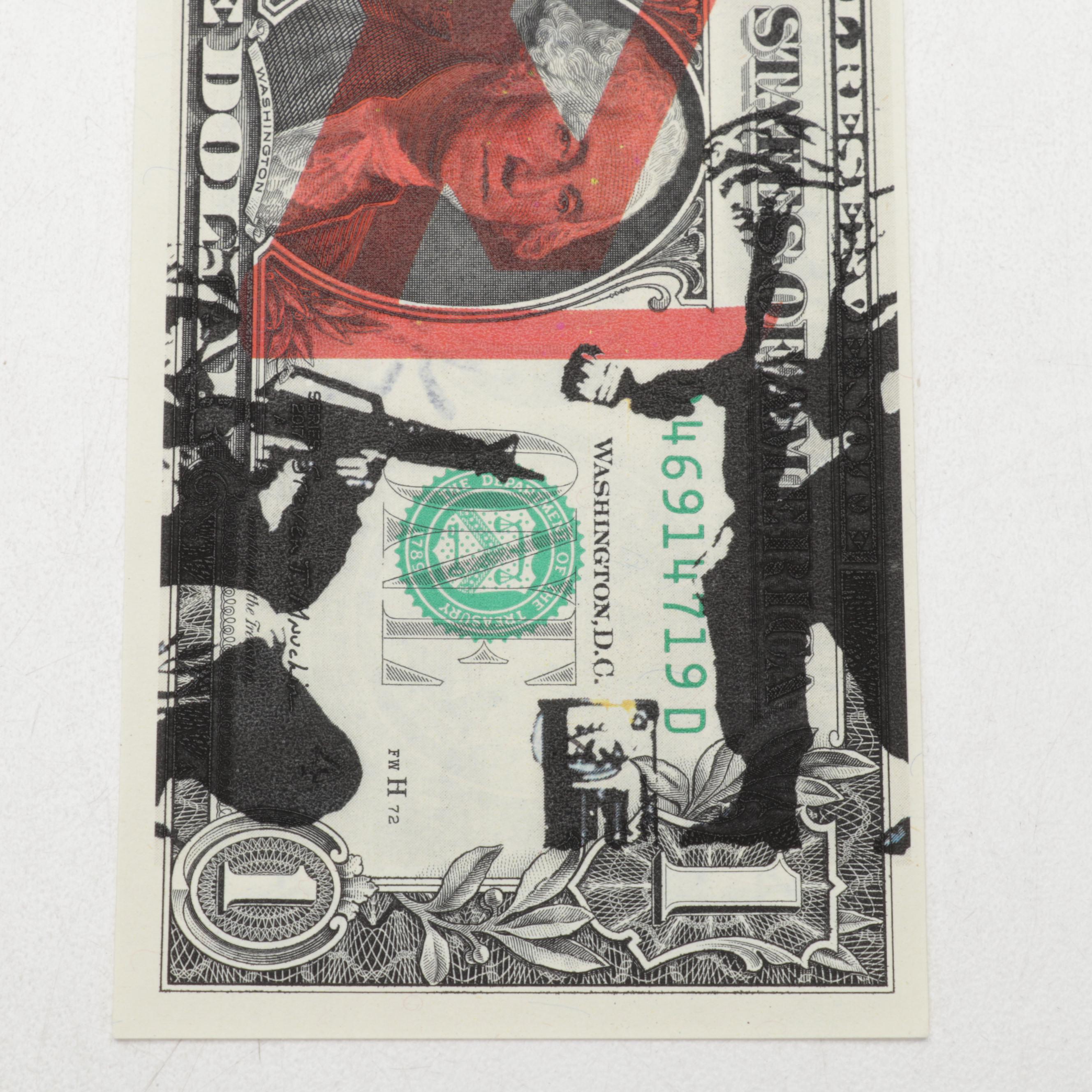 Death NYC Banksy and Louis Vuitton Homage Graphic Print on Banknote, 2022