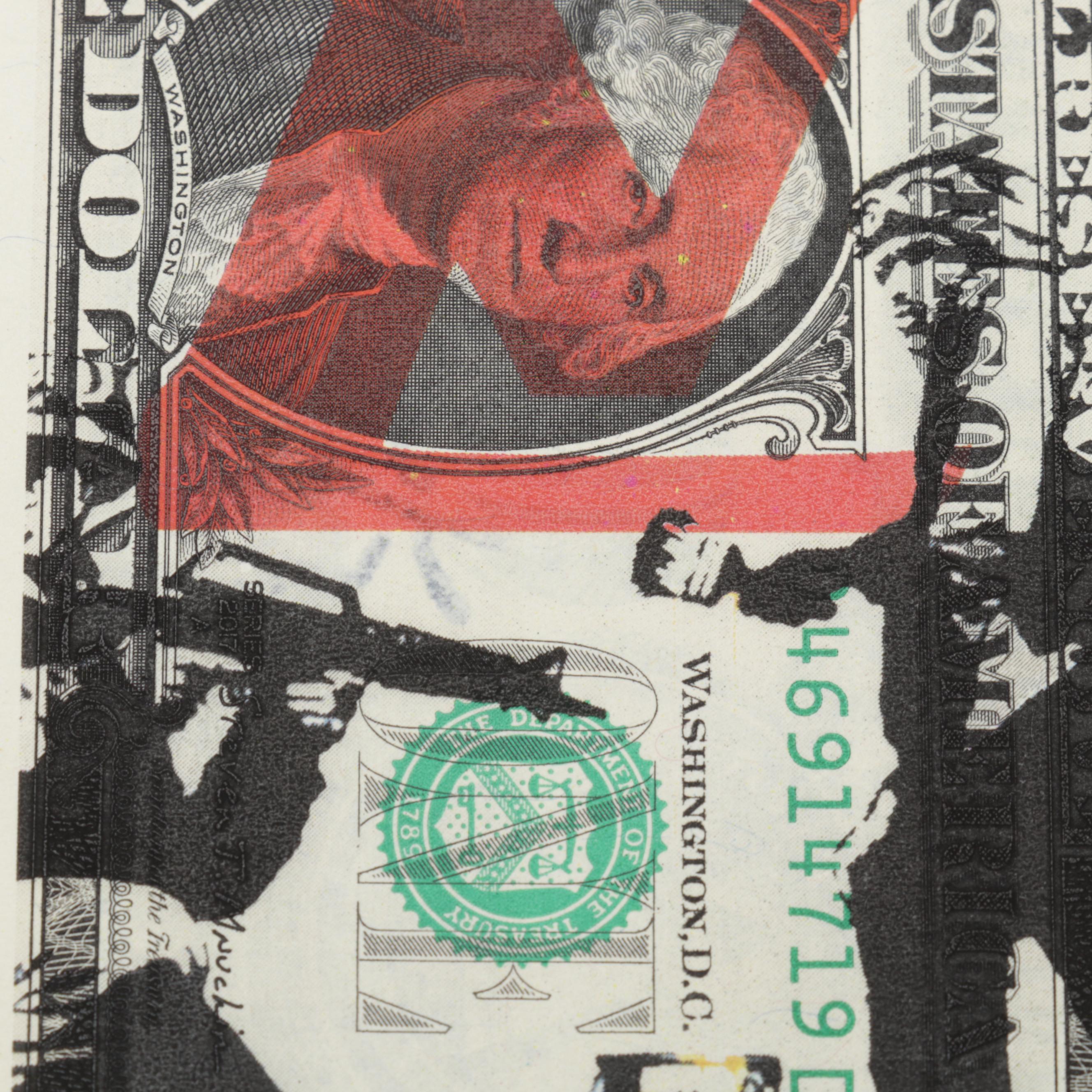 Death NYC Banksy and Louis Vuitton Homage Graphic Print on Banknote, 2022