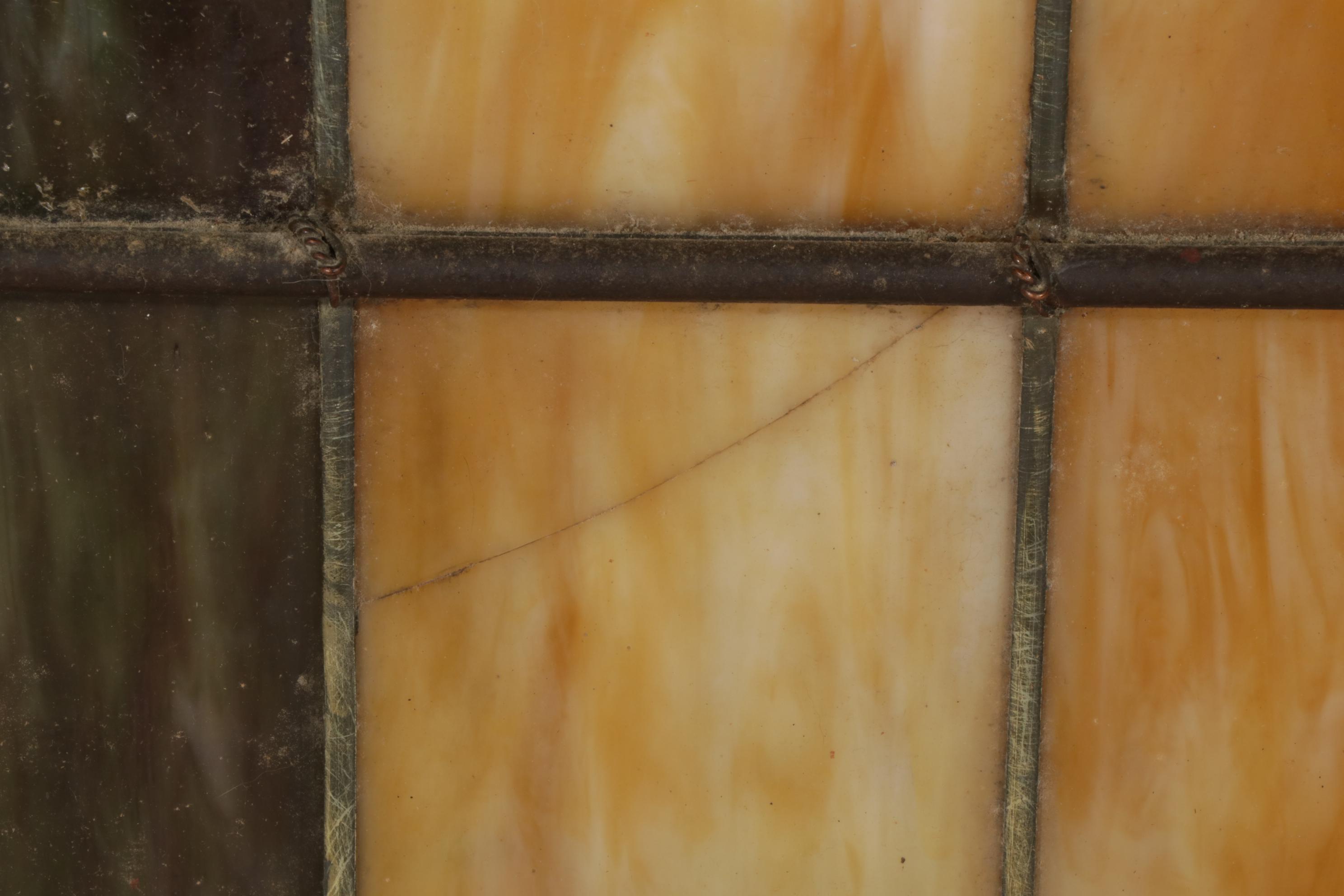 Gothic Style Leaded Slag and Stained Glass Window in Oak Casement, Early 20th C.