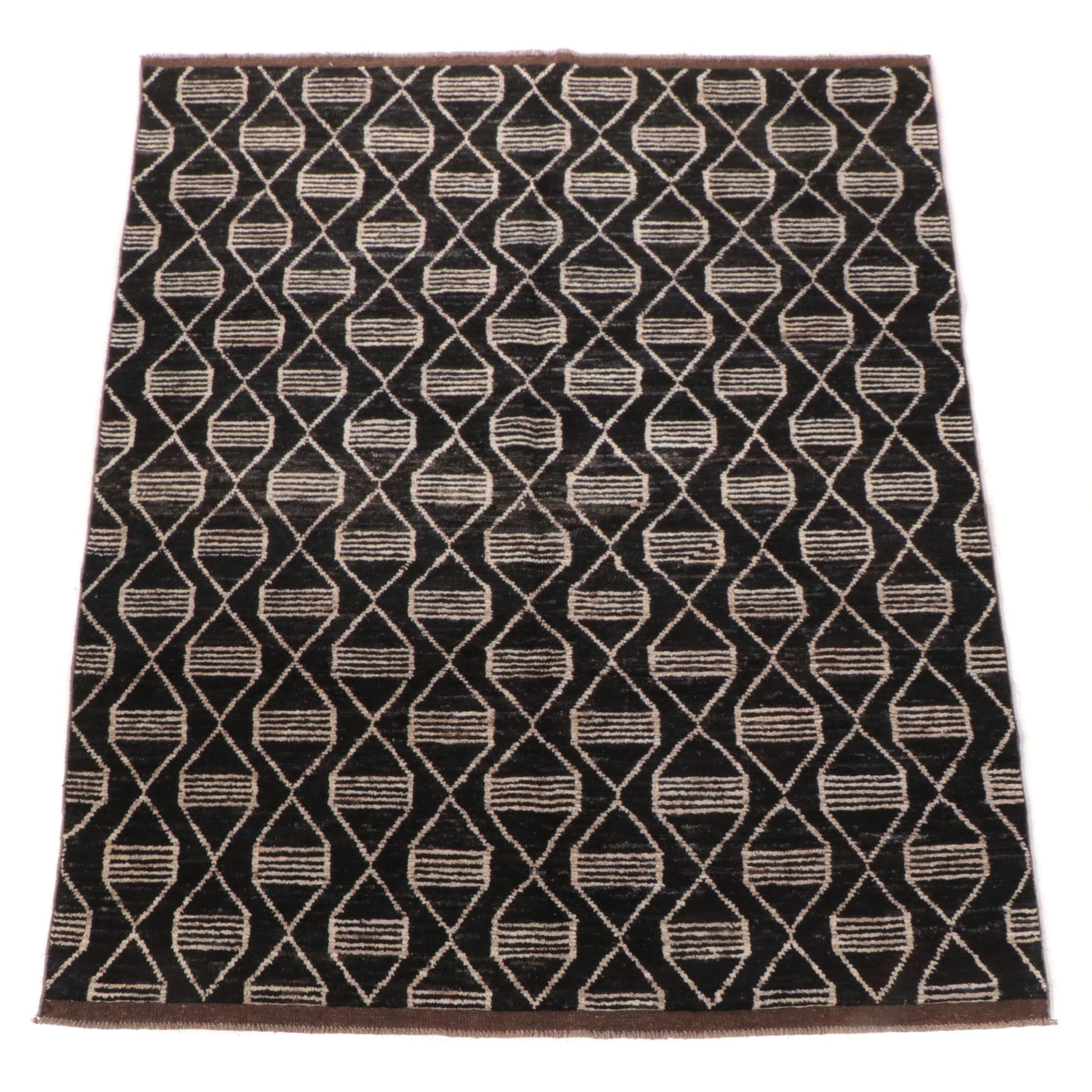 6'9 x 10'1 Hand-Knotted Moroccan Berber Area Rug