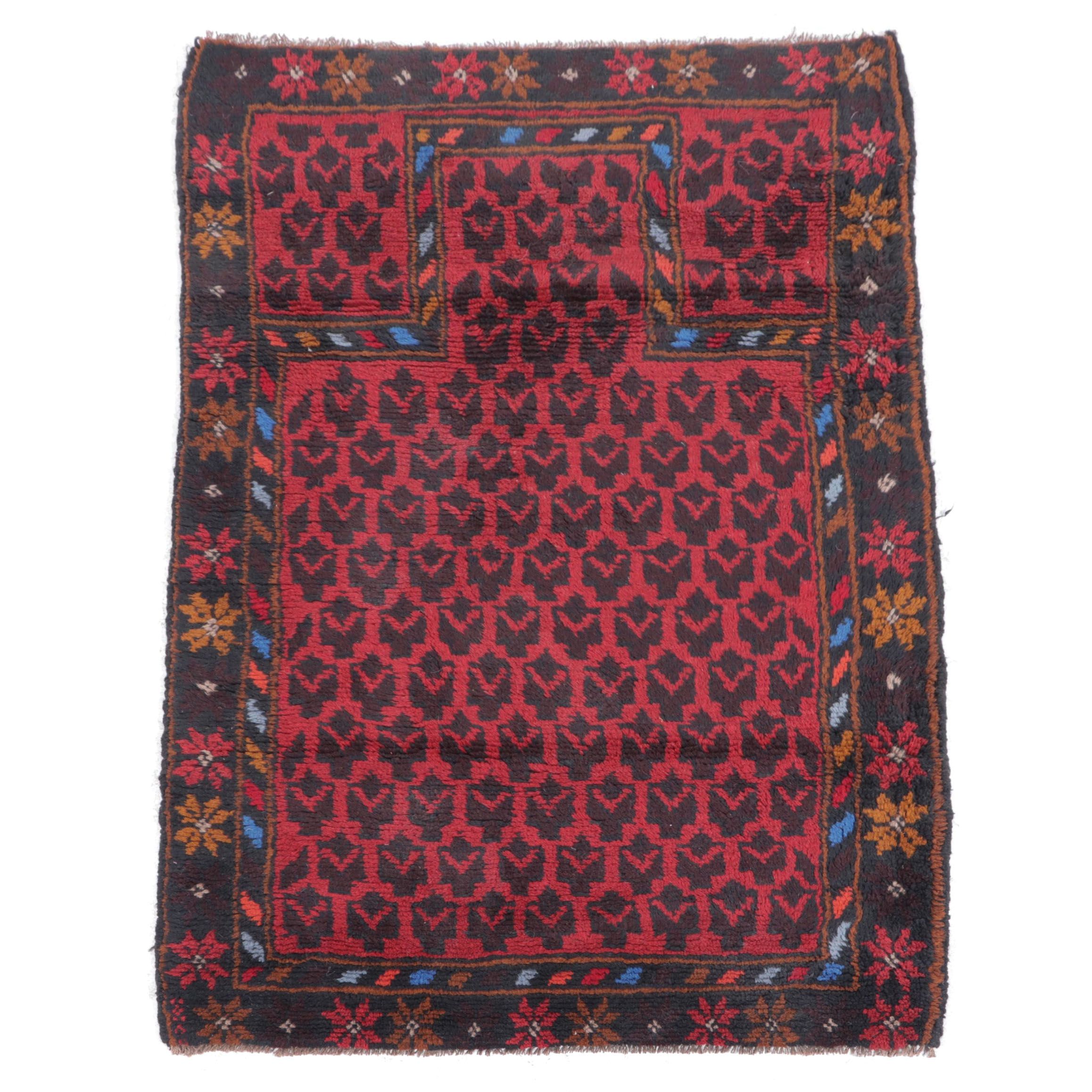 2'11 x 4'9 Hand-Knotted Afghan Baluch Accent Rug
