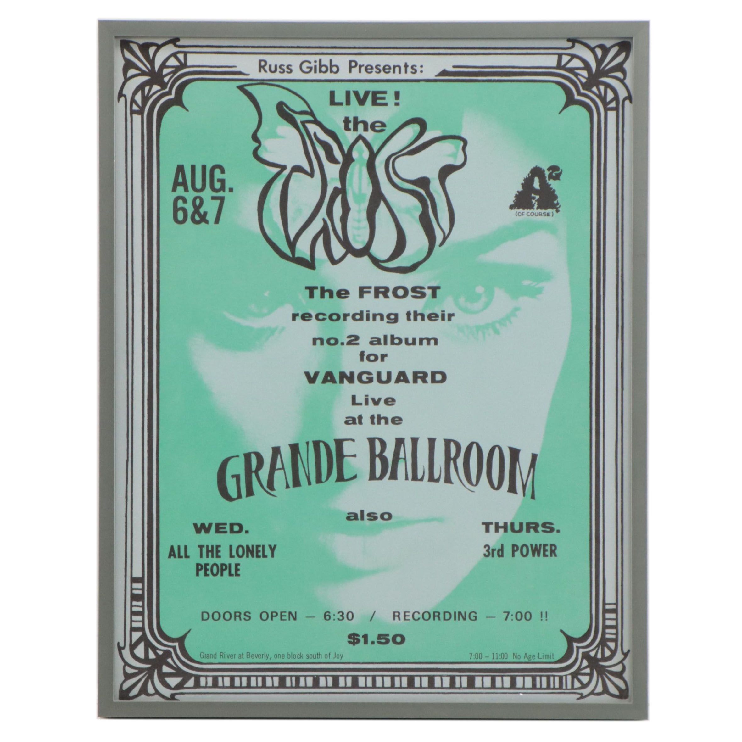Color Lithograph Concert Poster At The Grande Ballroom