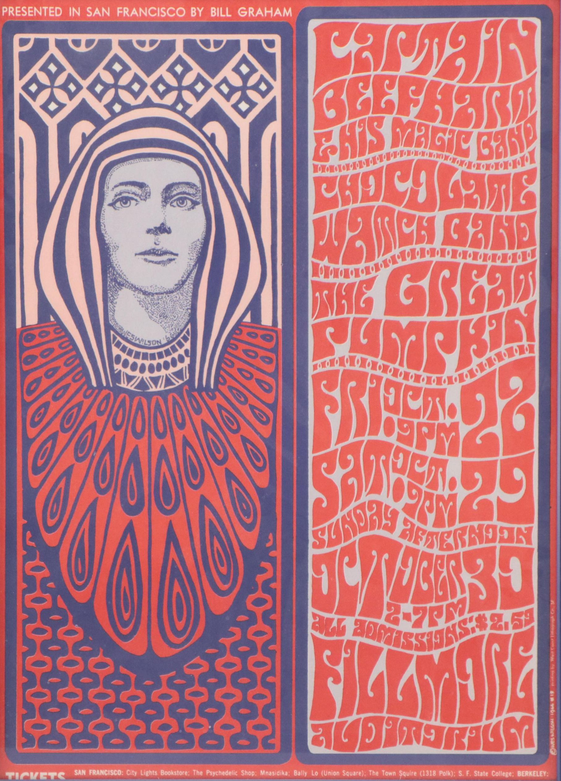 Color Lithograph Concert Poster After Wes Wilson